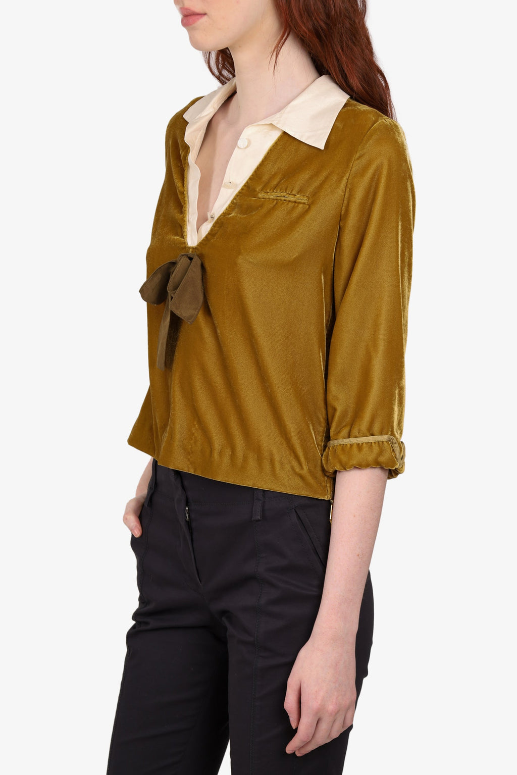 Louis Vuitton Olive Velvet Bow Top Size 40