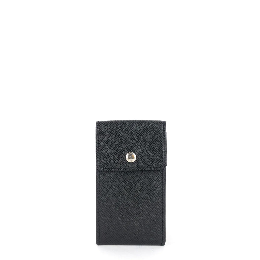 Louis Vuitton Porte Cles Badge Ardoise Black Taiga Leather Key Pouch