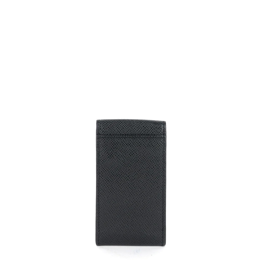 Louis Vuitton Porte Cles Badge Ardoise Black Taiga Leather Key Pouch