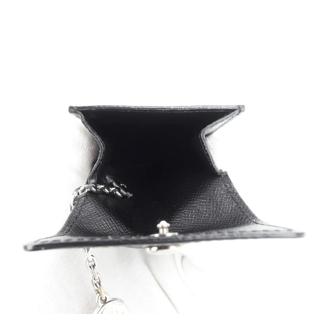 Louis Vuitton Porte Cles Badge Ardoise Black Taiga Leather Key Pouch