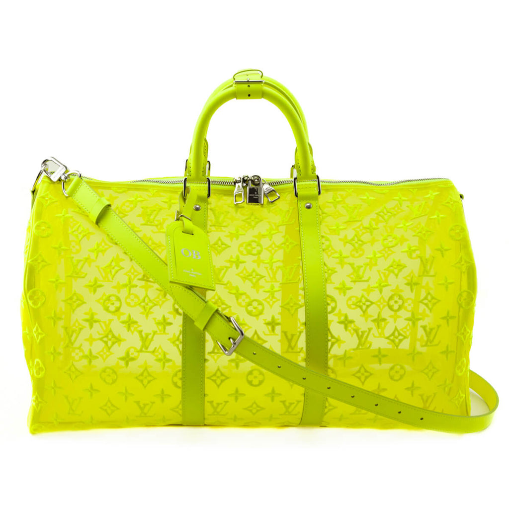 Louis Vuitton Yellow Monogram Fluo See Through Virgil Abloh Keepall Bandouliere 50