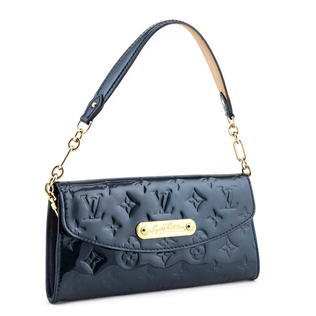 Louis Vuitton Bleu Nuit Monogram Vernis Sunset Boulevard Convertible Clutch