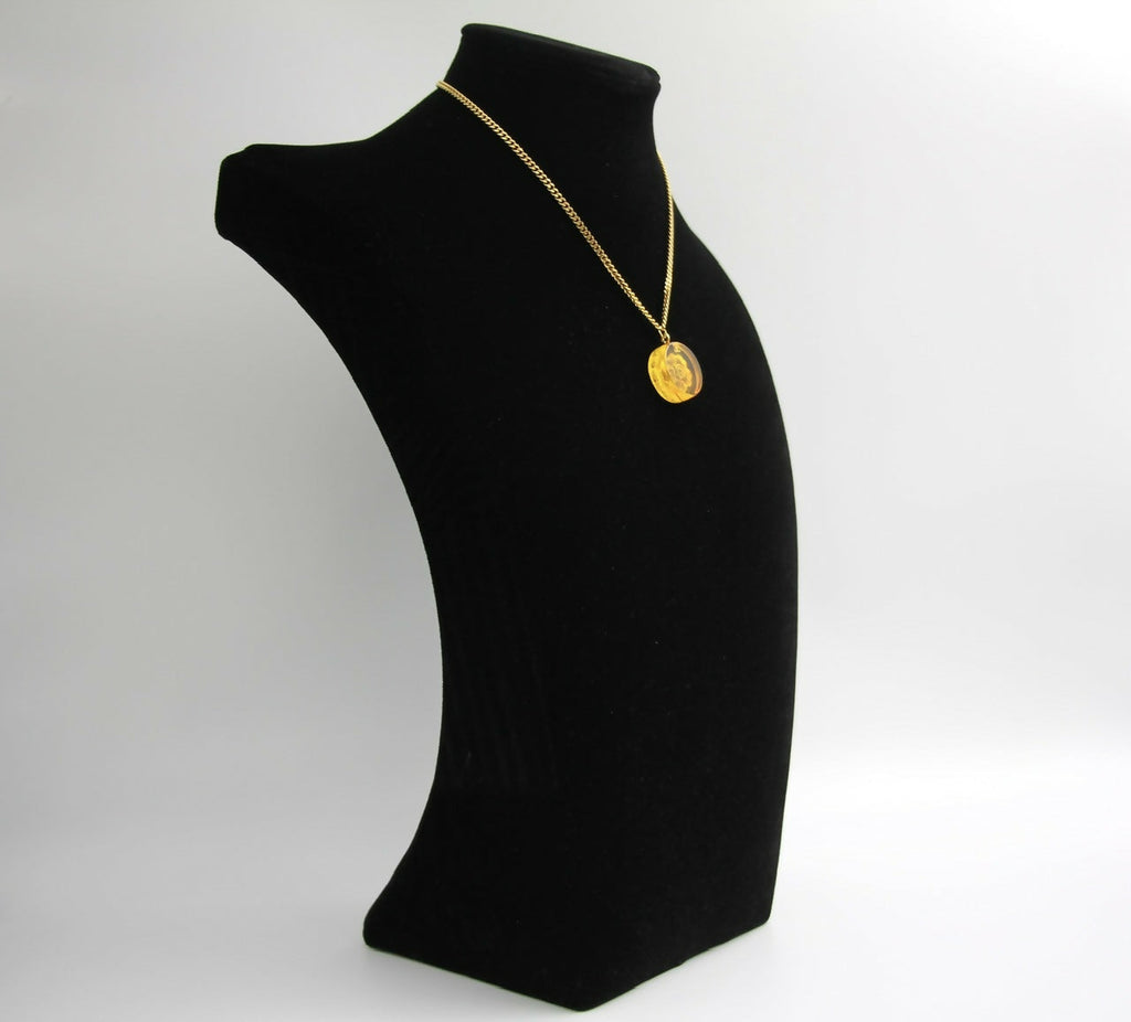 Chanel Vintage 98A Acrylic Light Yellow Brown Camellia Necklace