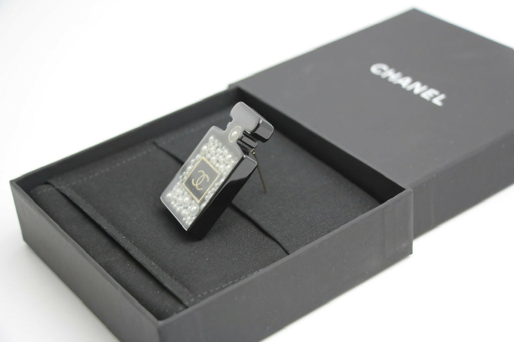 Chanel D18B Black Resin Bubble Perfume Bottle Brooch