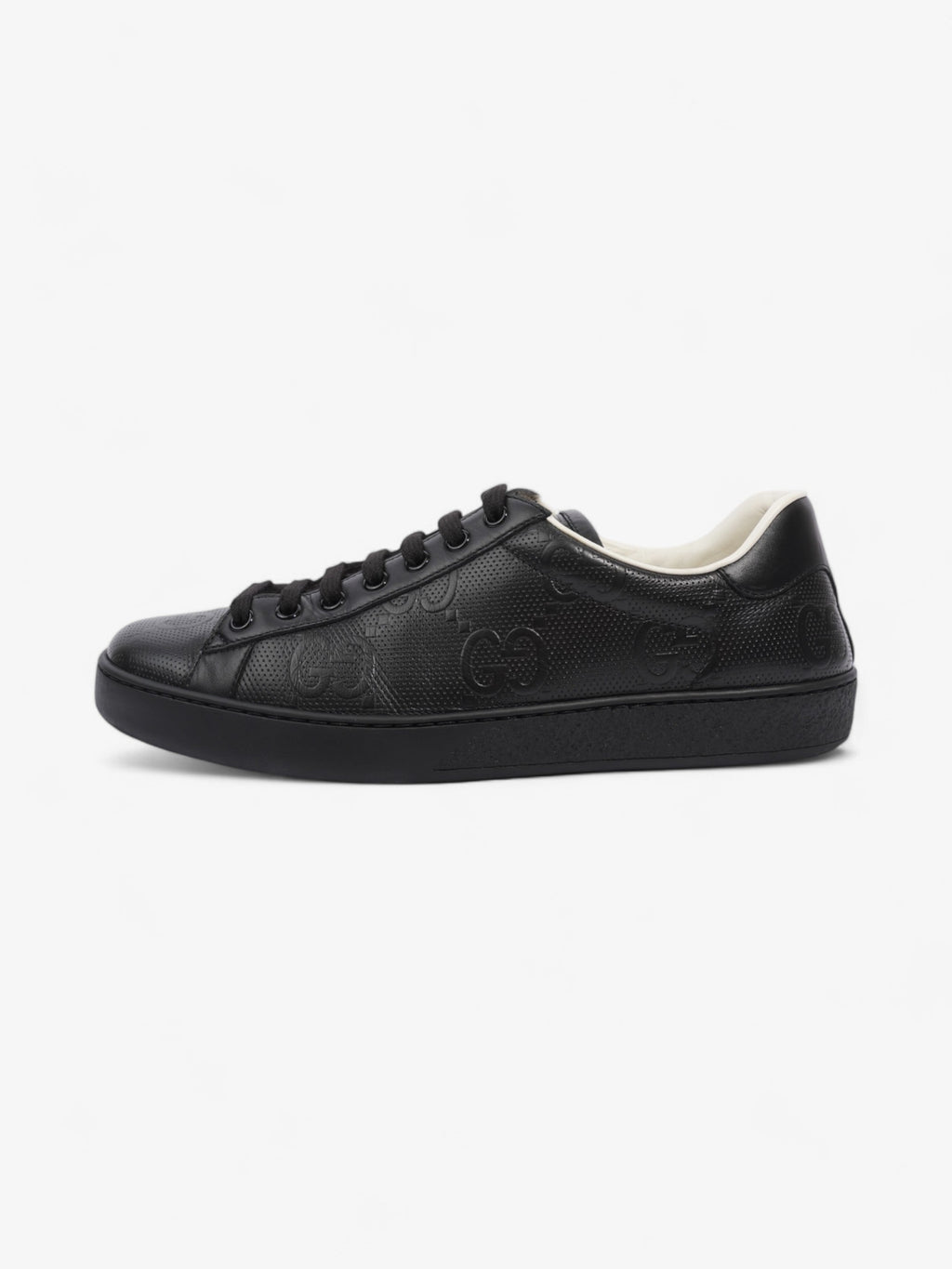 Gucci GG Ace Embossed Trainers Black Leather EU 41 UK 7