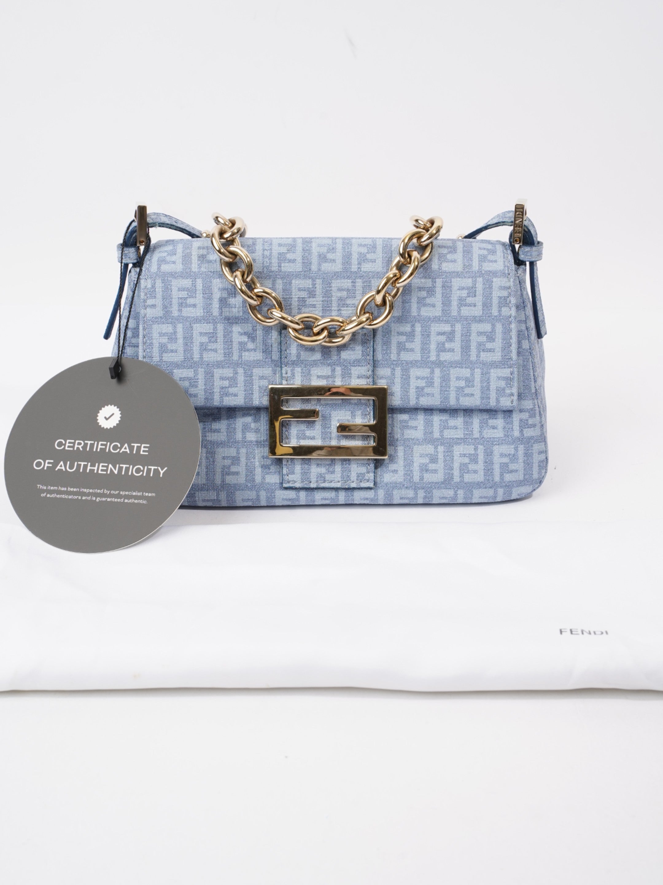 Fendi Mama Baguette Blue Canvas Mini