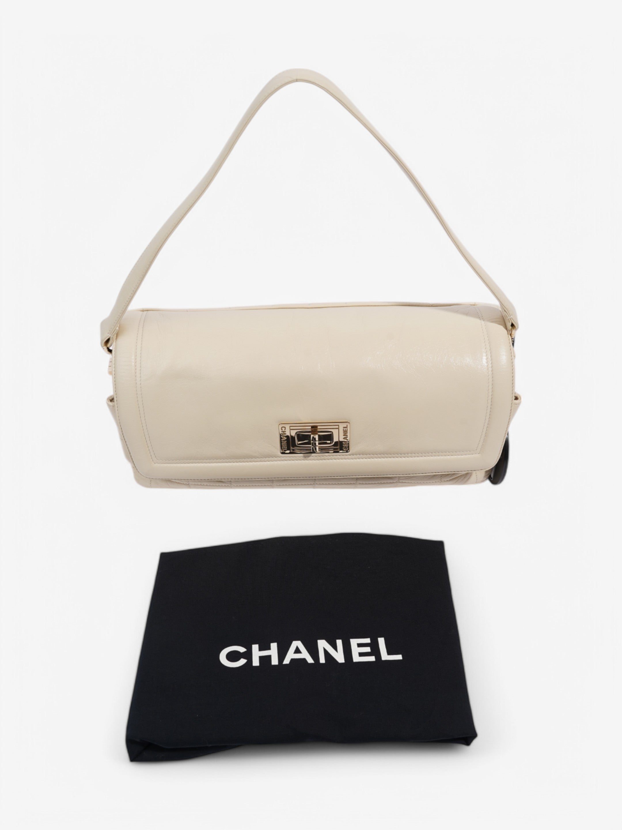 Chanel 2.55 Cream Lambskin Leather