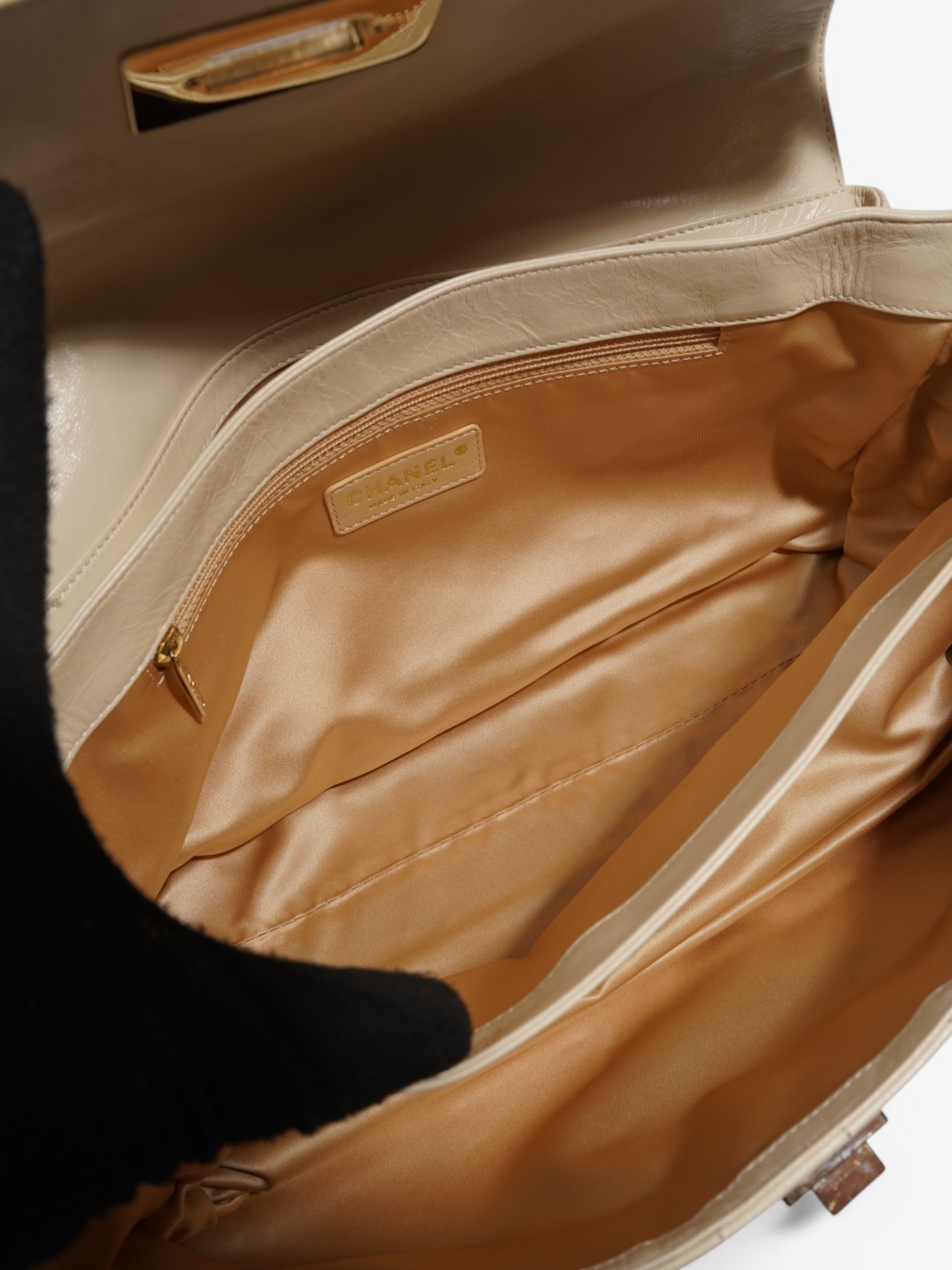 Chanel 2.55 Cream Lambskin Leather