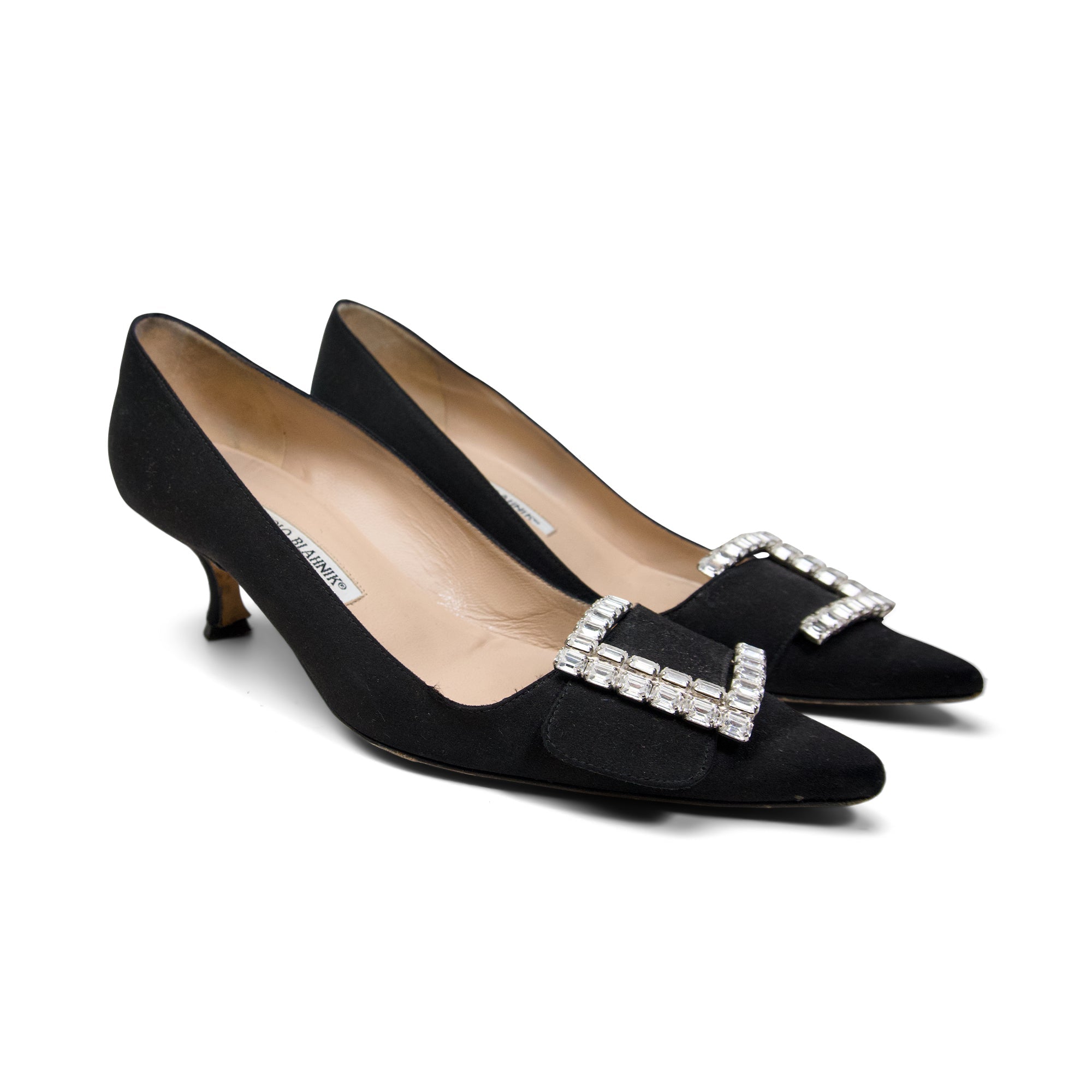 Manolo Blahnik Cyrstal Buckle Heels - Women's 38.5