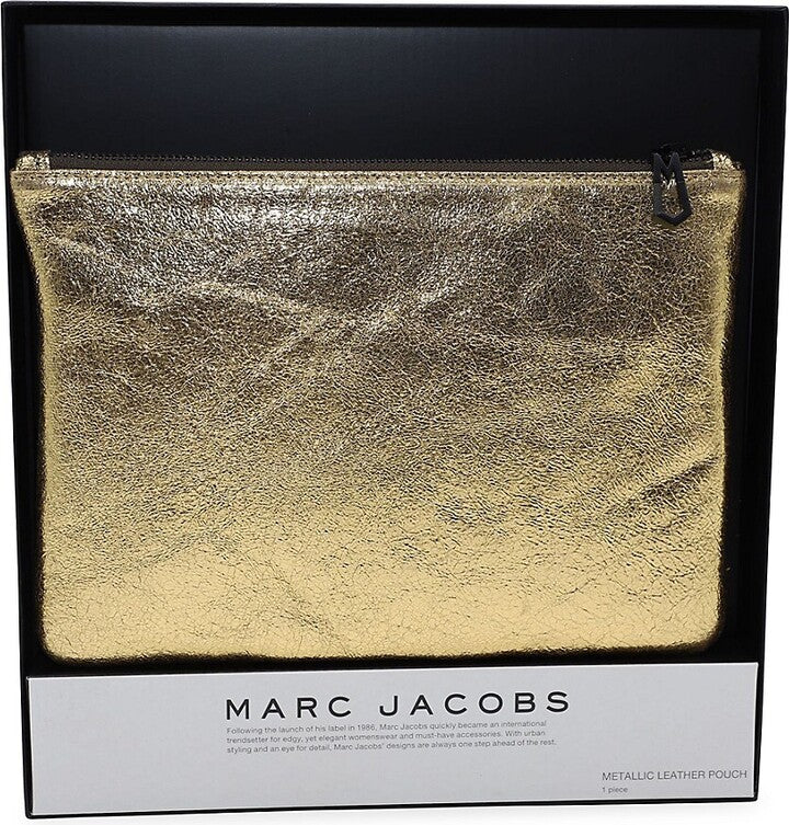 MARC JACOBS METALLIC GOLD LEATHER POUCH