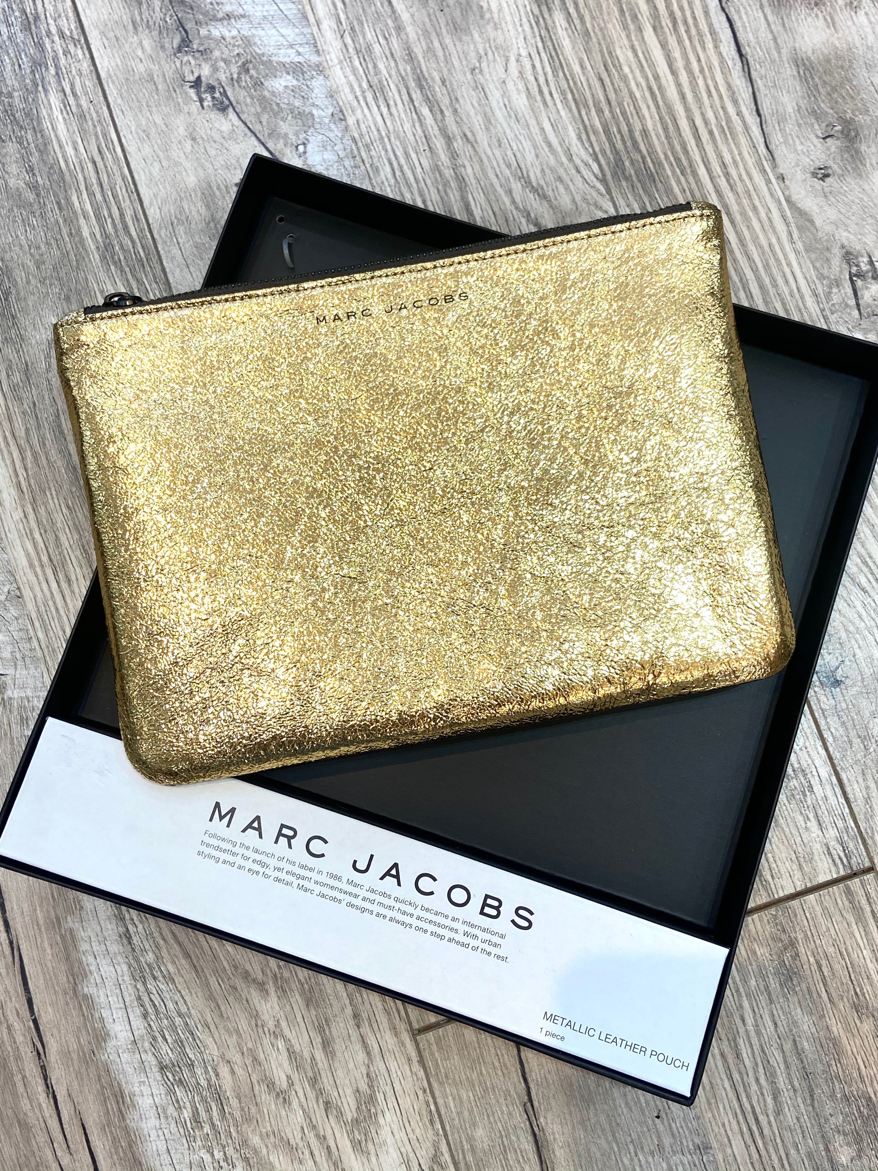 MARC JACOBS METALLIC GOLD LEATHER POUCH