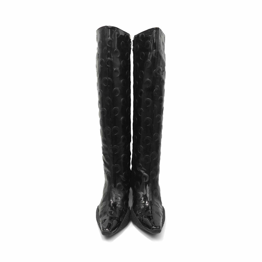 Marine Serre 'Maree Noir SS20' Patent Boots - Women's 38