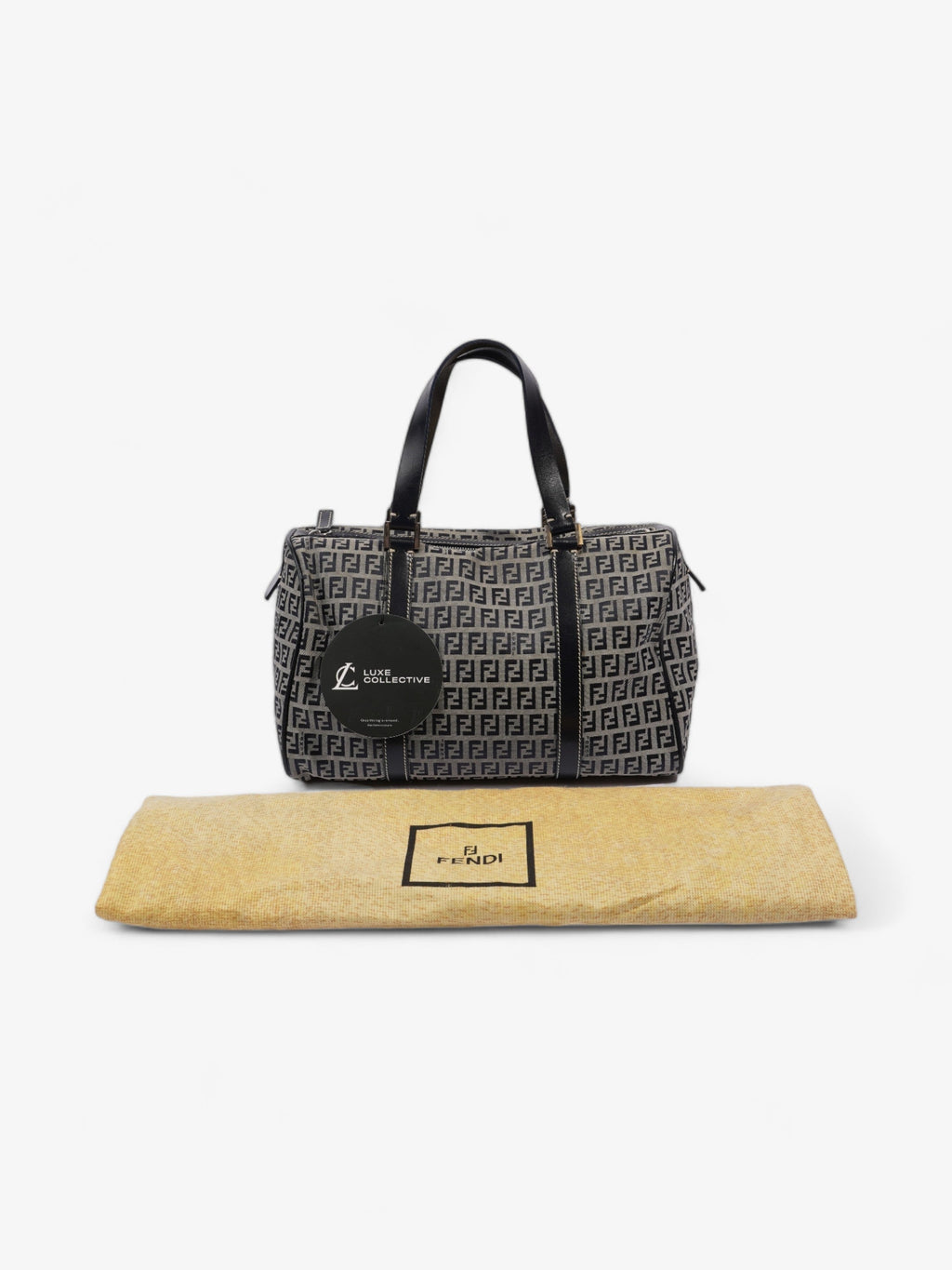 Fendi Vintage Zucchino Boston Navy / Grey Canvas