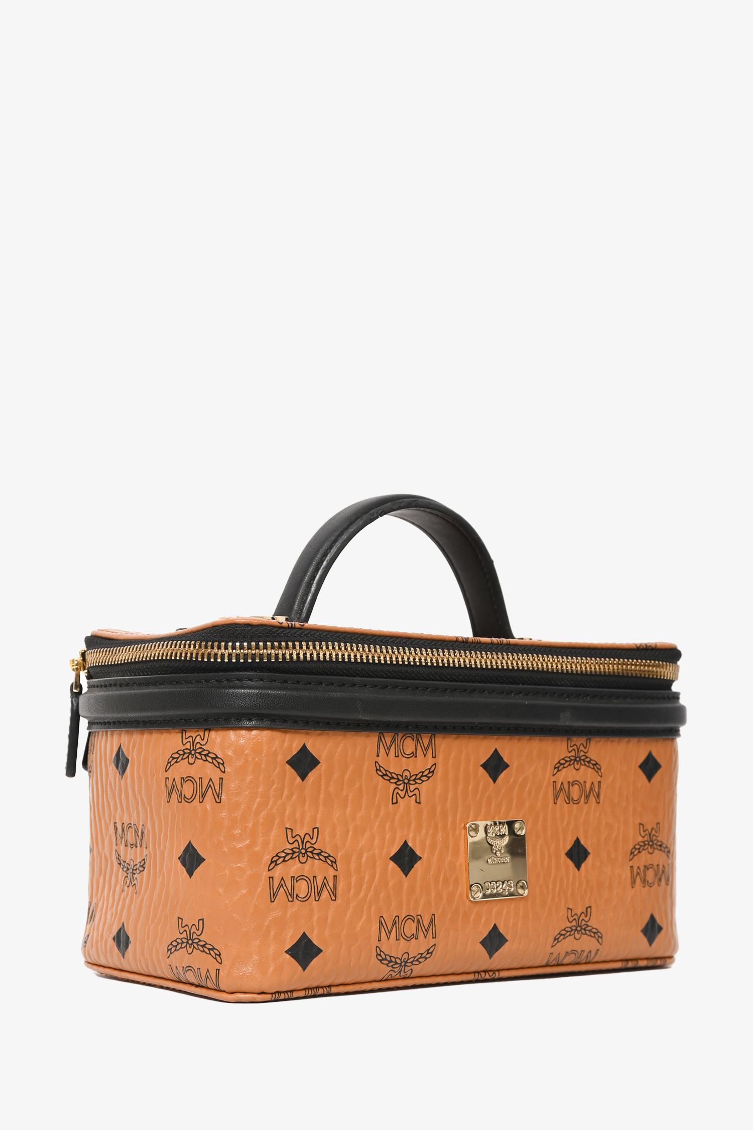 MCM Brown Monogram Leather Rockstar Vanity Case with Strap
