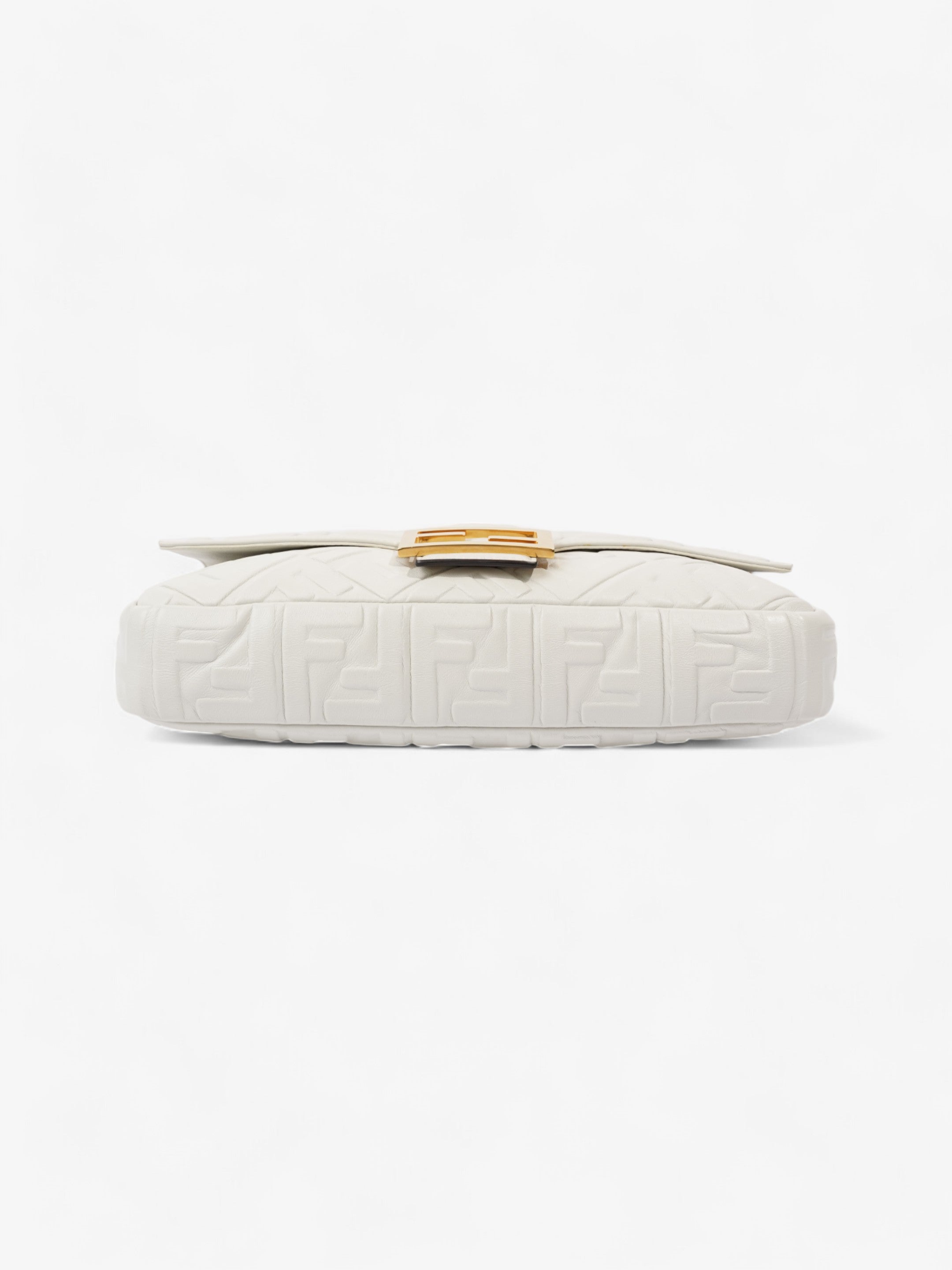 Fendi Baguette White Embossed Leather