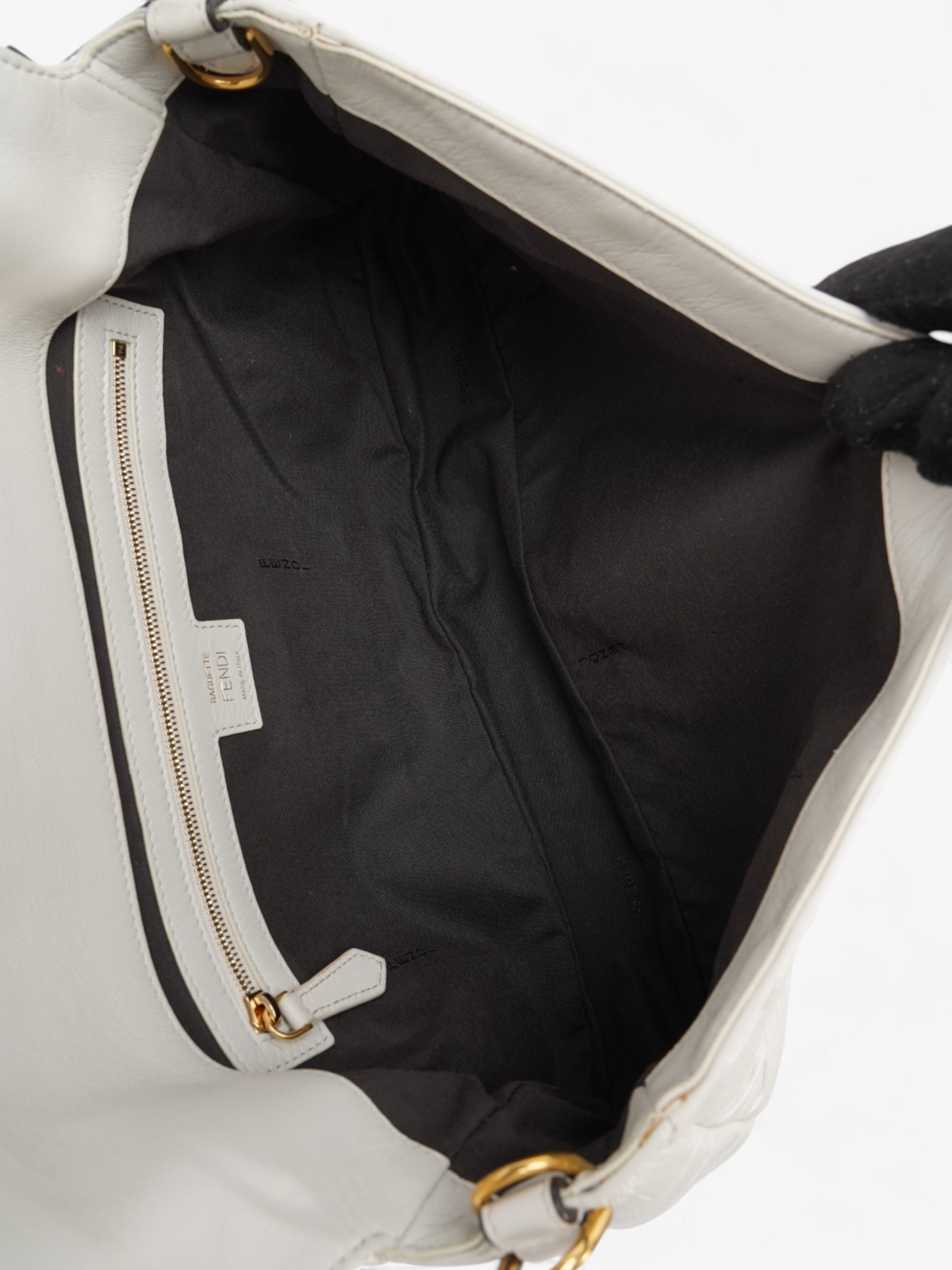 Fendi Baguette White Embossed Leather
