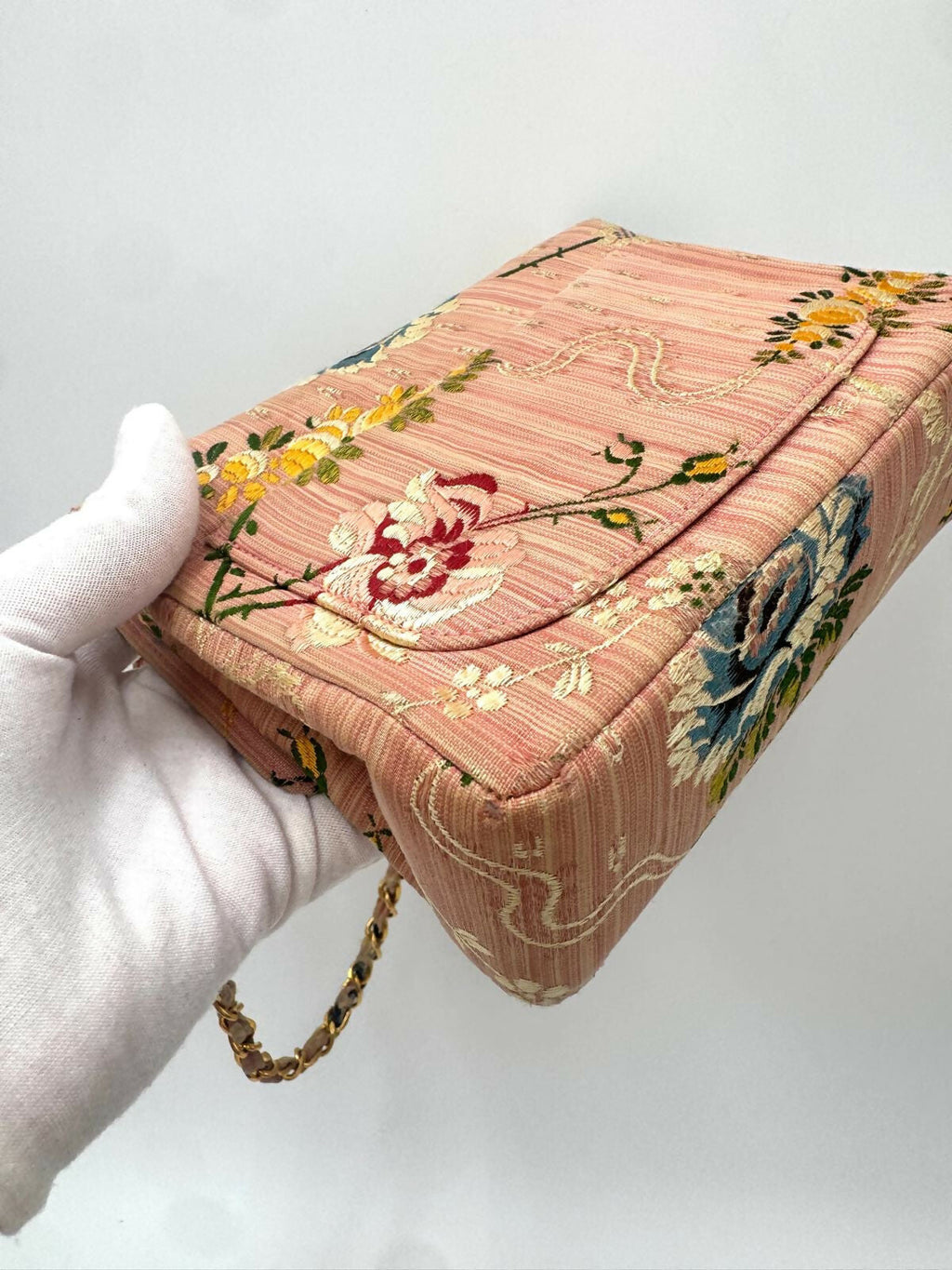 Chanel Vintage Pink Brocade Mini Square