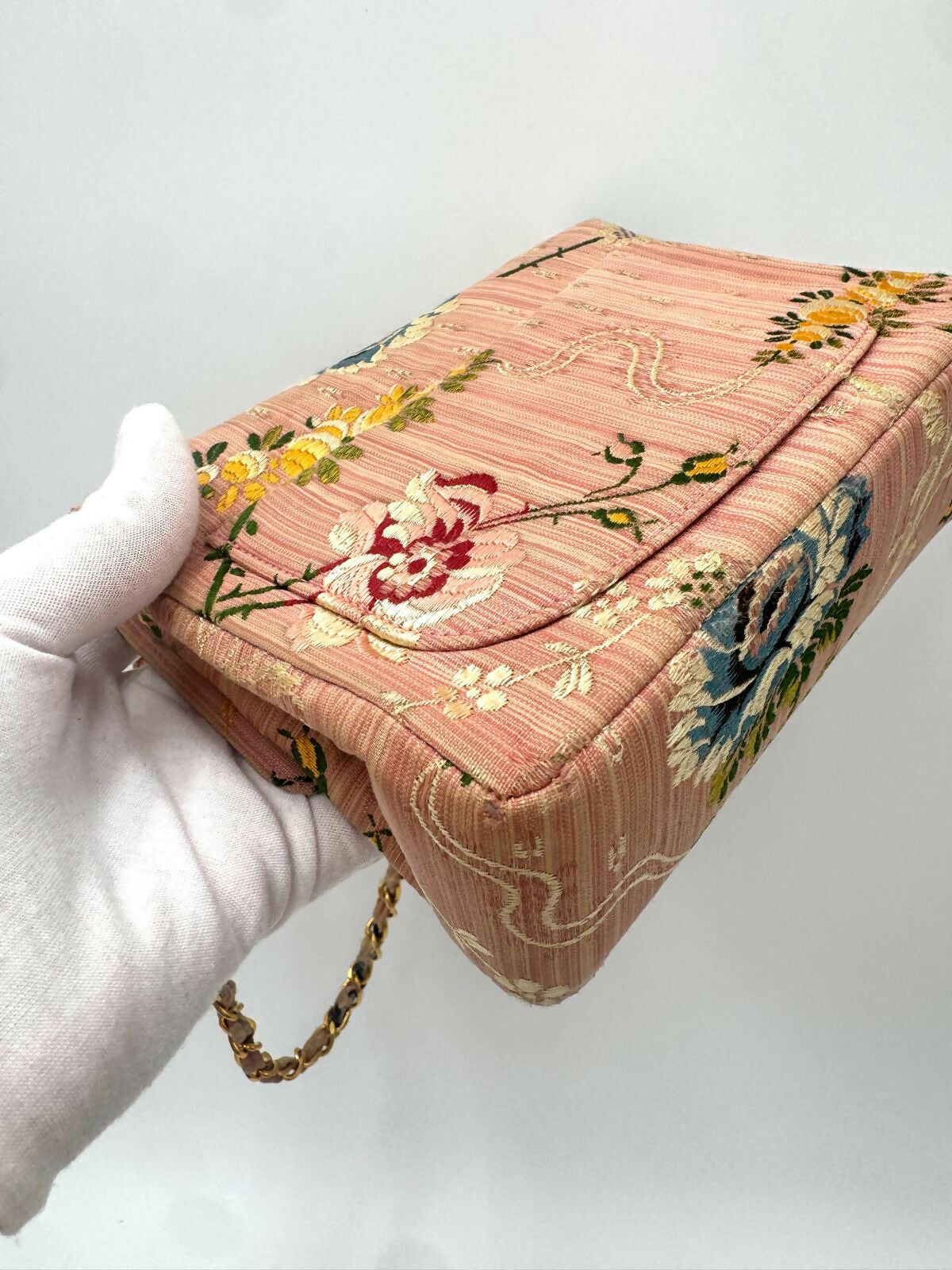 Chanel Vintage Pink Brocade Mini Square