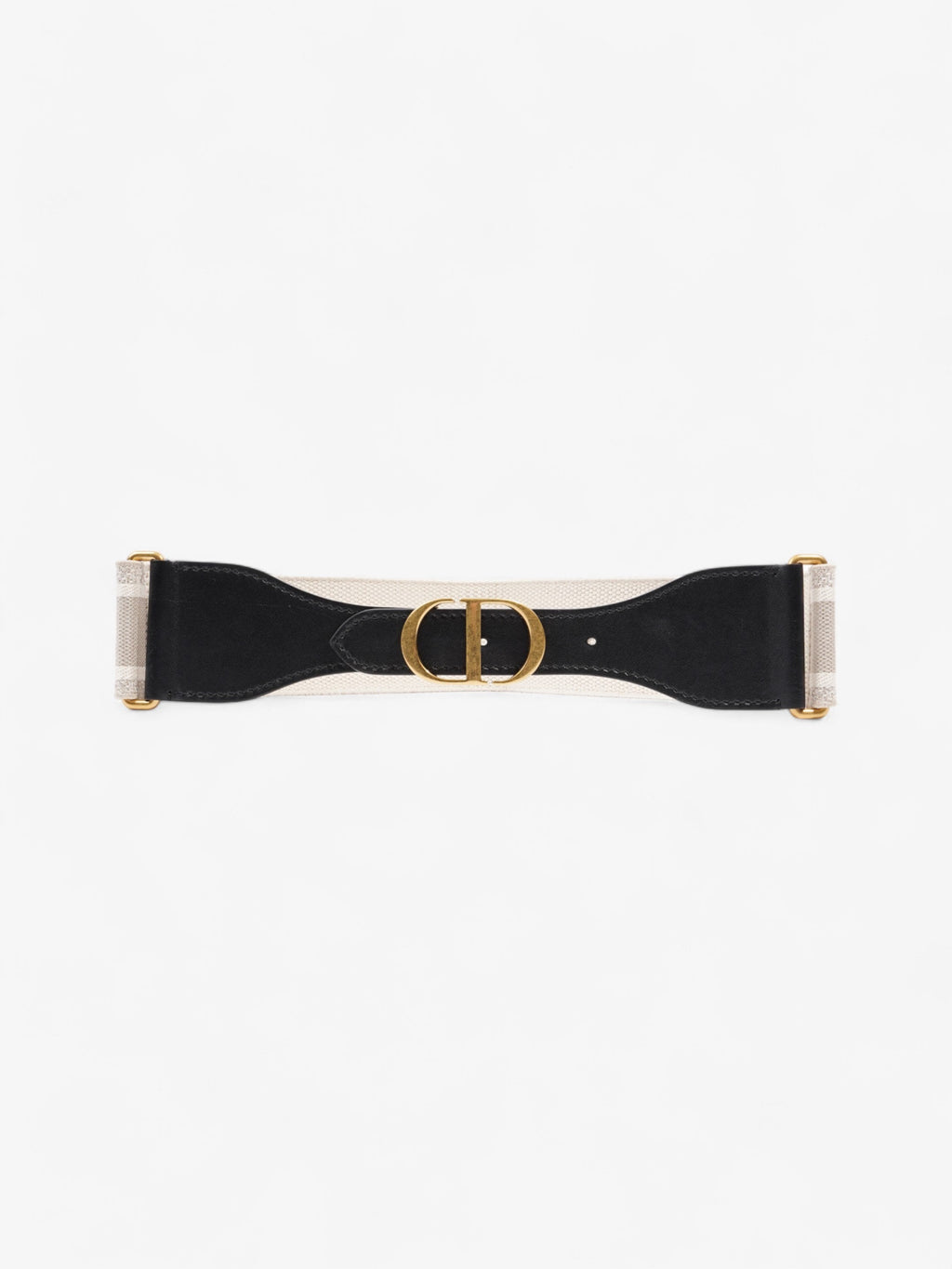 Christian Dior CD Belt Beige / Black Canvas 75cm / UK 8