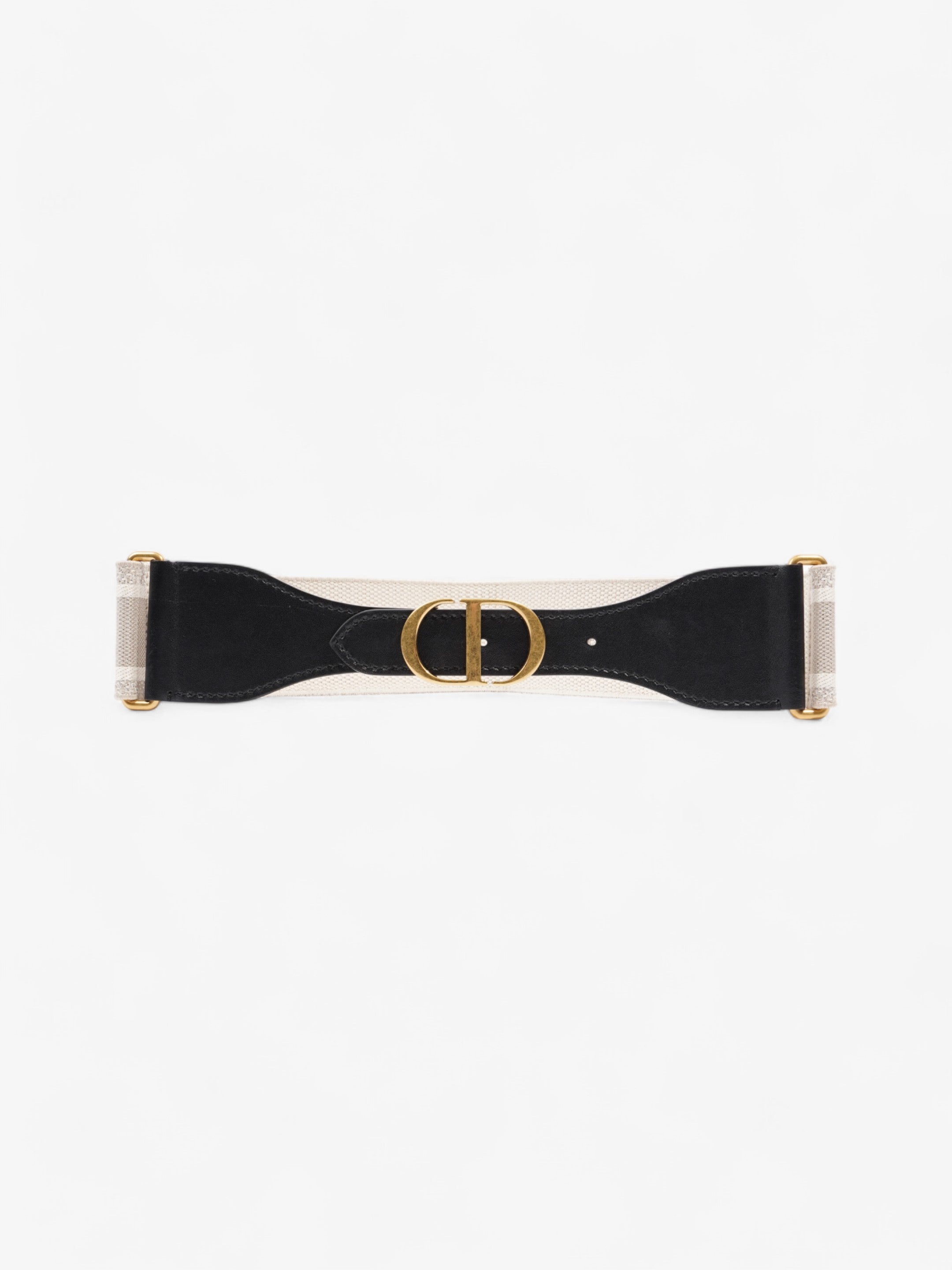 Christian Dior CD Belt Beige / Black Canvas 75cm / UK 8