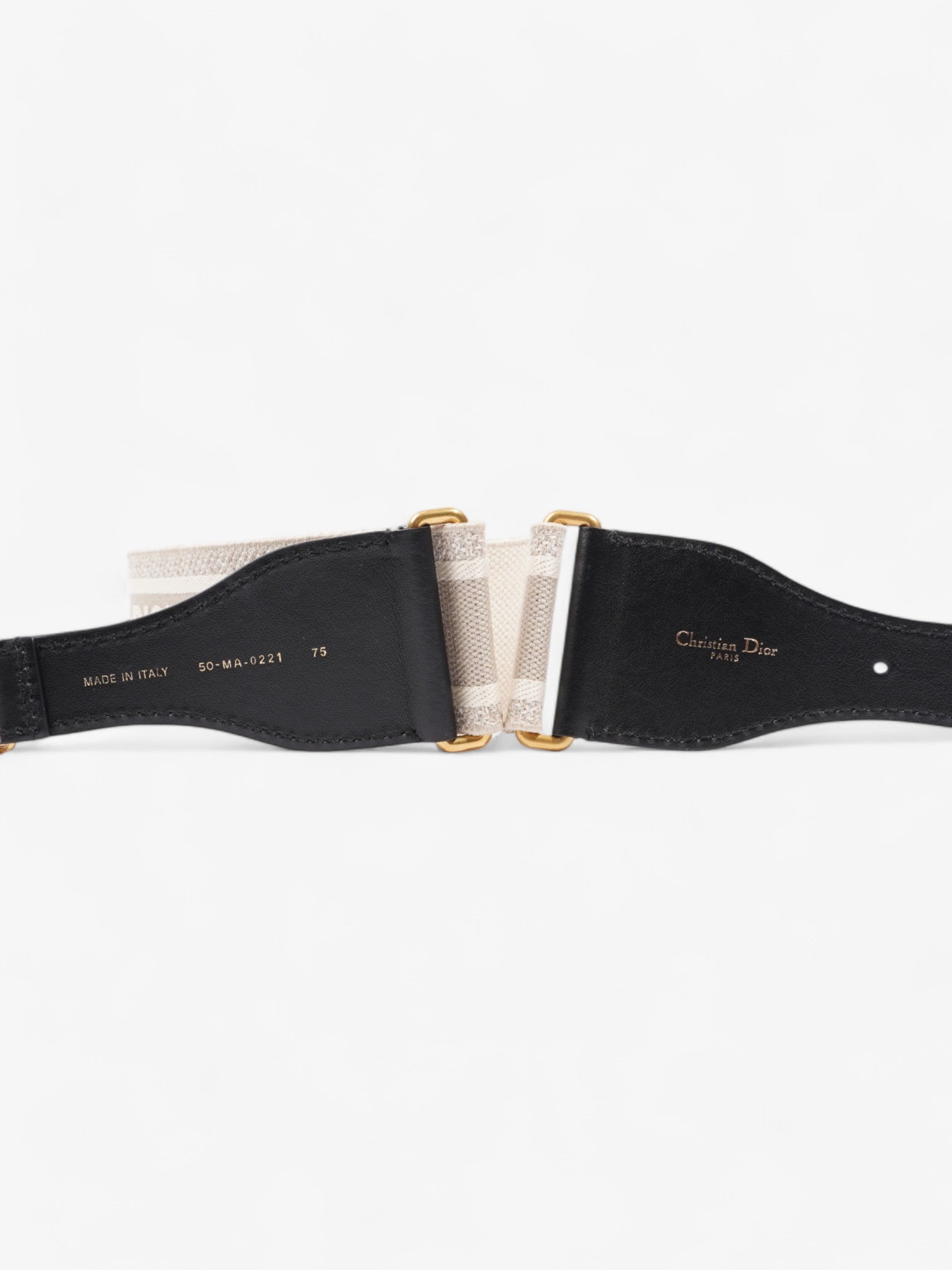Christian Dior CD Belt Beige / Black Canvas 75cm / UK 8