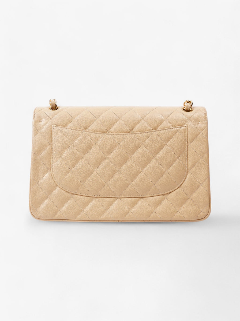 Chanel Classic Double Flap Beige Caviar Leather Jumbo