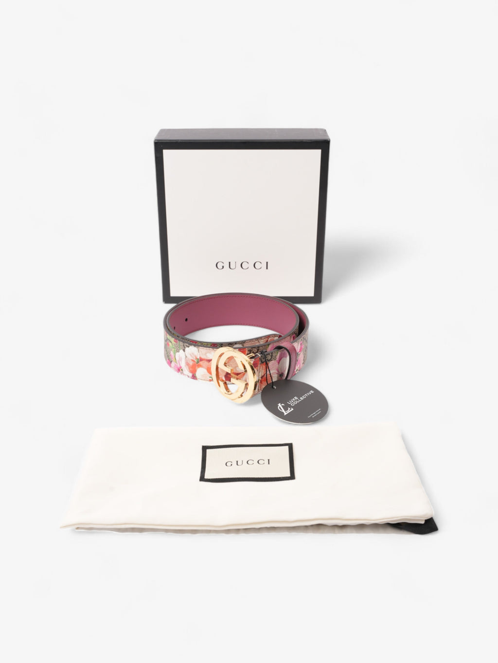 Gucci Interlocking G Belt Bloom Monogram Canvas 80cm / 32"