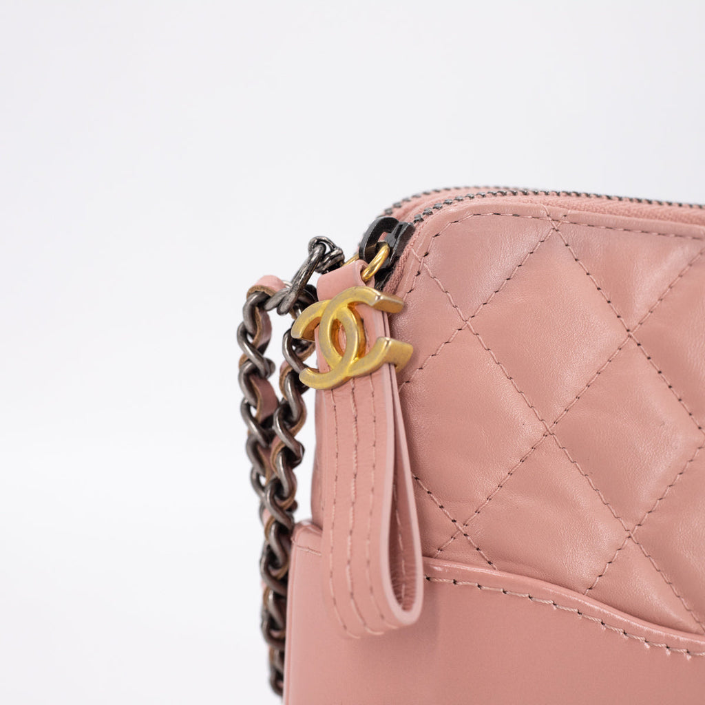 Chanel Quilted Calfskin Gabrielle Clutch On Chain Light Pink