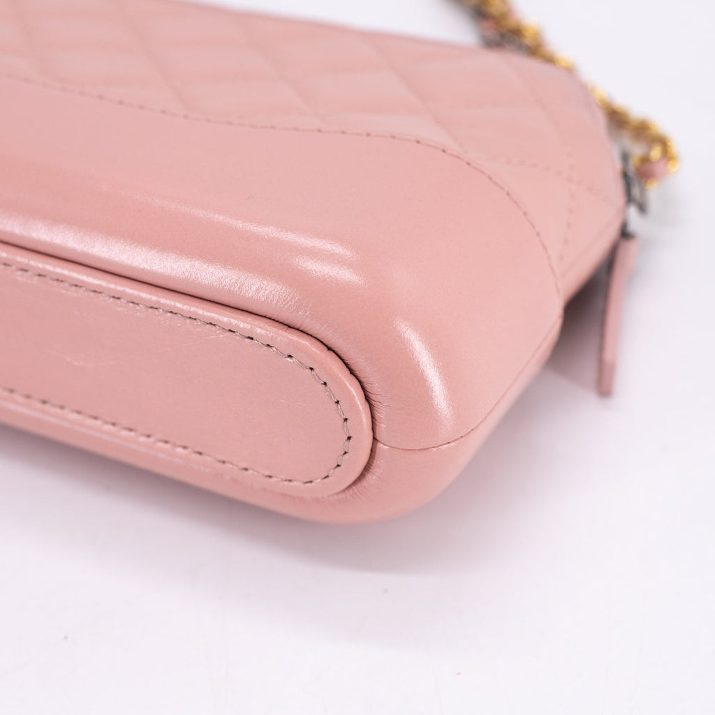 Chanel Quilted Calfskin Gabrielle Clutch On Chain Light Pink