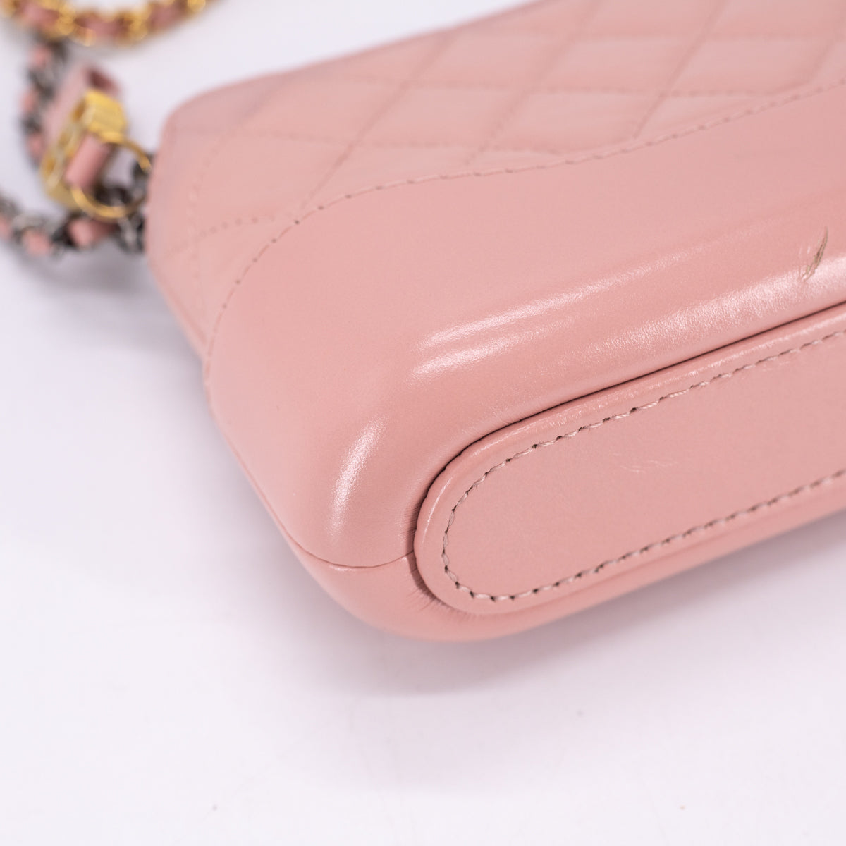 Chanel Quilted Calfskin Gabrielle Clutch On Chain Light Pink