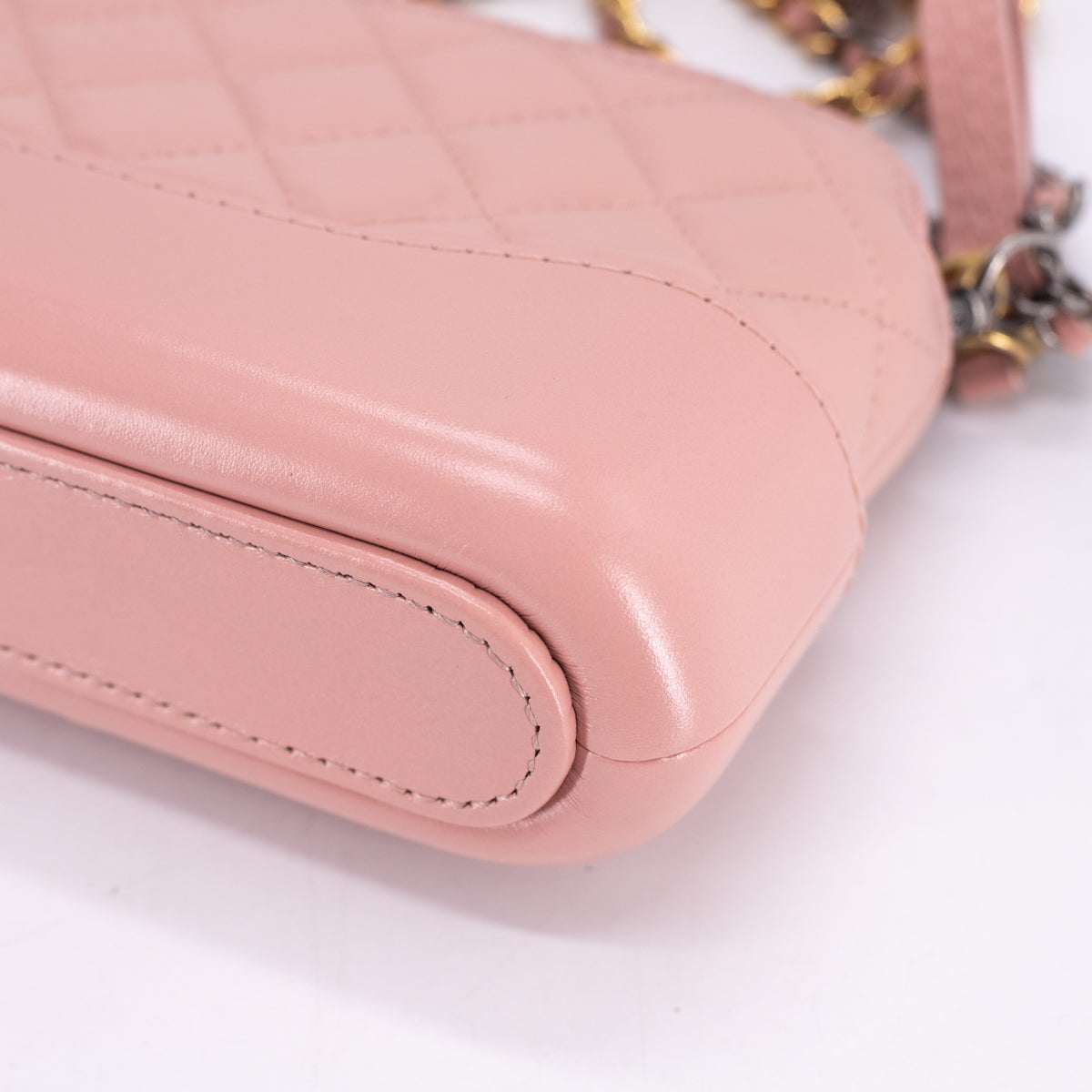 Chanel Quilted Calfskin Gabrielle Clutch On Chain Light Pink