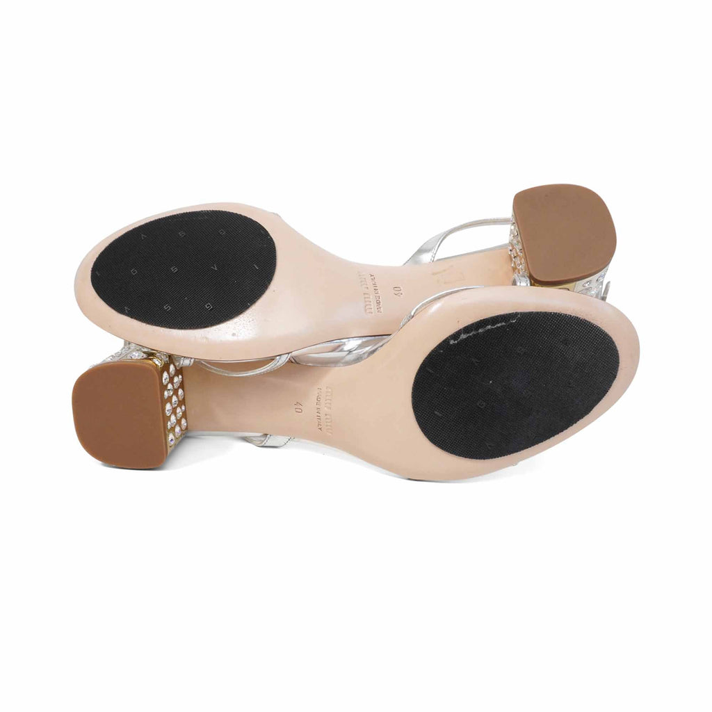 Miu Miu Crystal Embellished Sandals - Women's 40