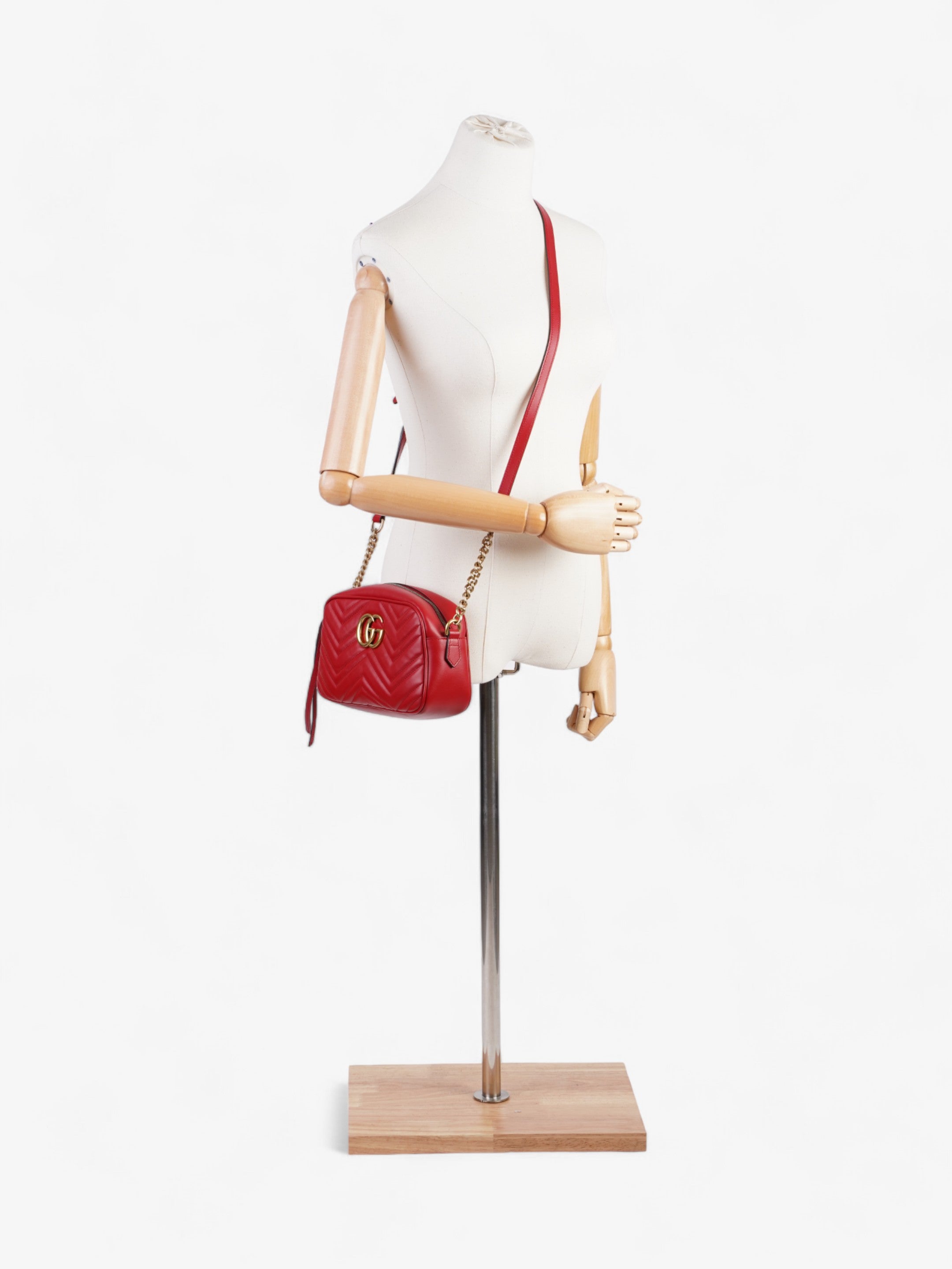 Gucci Marmont Zip Red Matelasse Leather Small