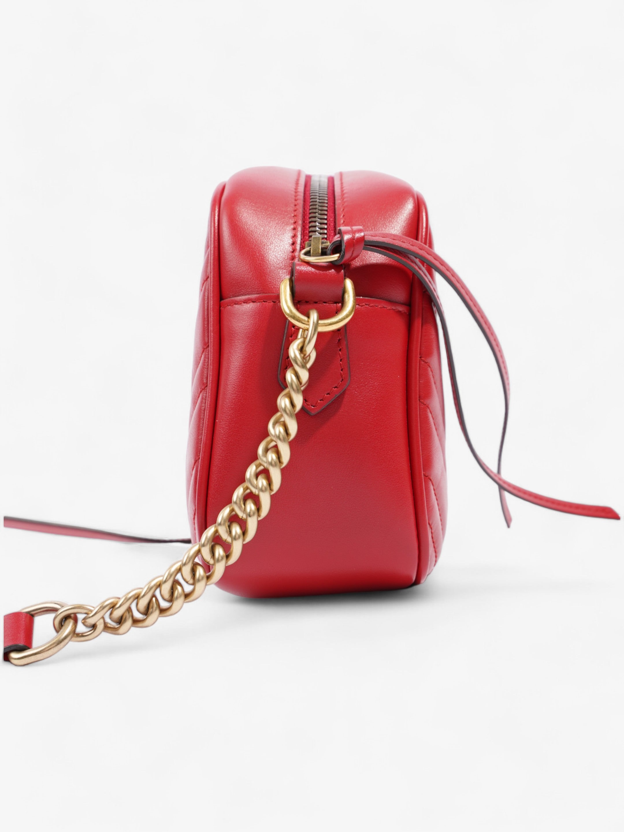 Gucci Marmont Zip Red Matelasse Leather Small