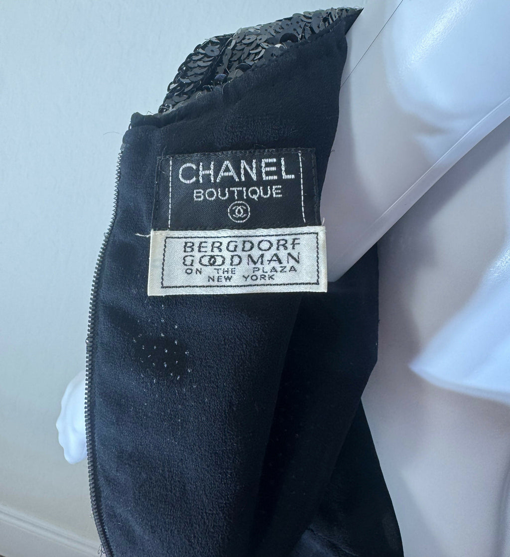 Chanel Vintage 1994 Black Sequin Lace Dress