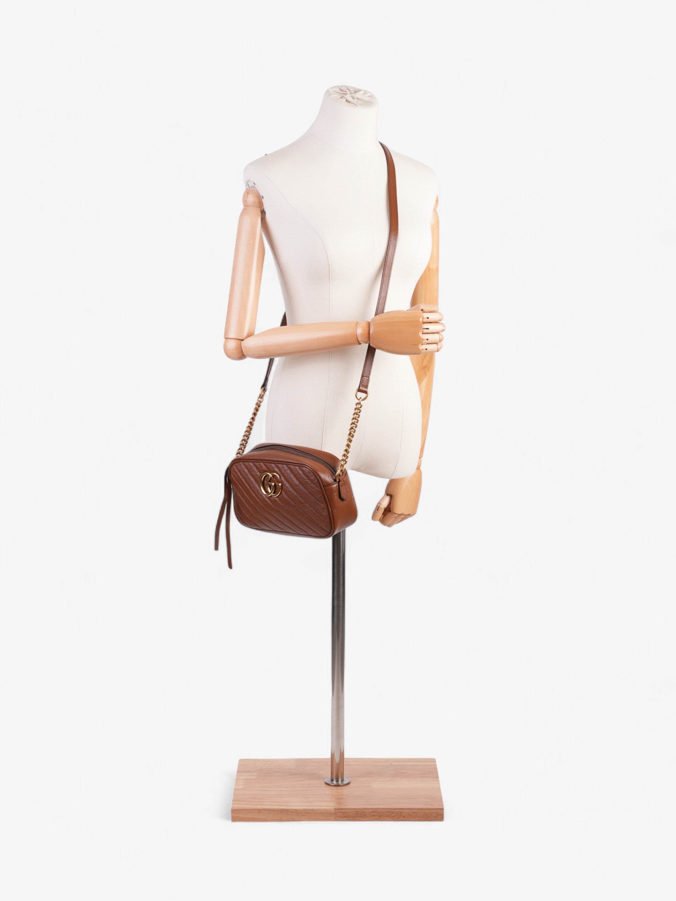 Gucci GG Marmont Brown Matelasse Leather Small