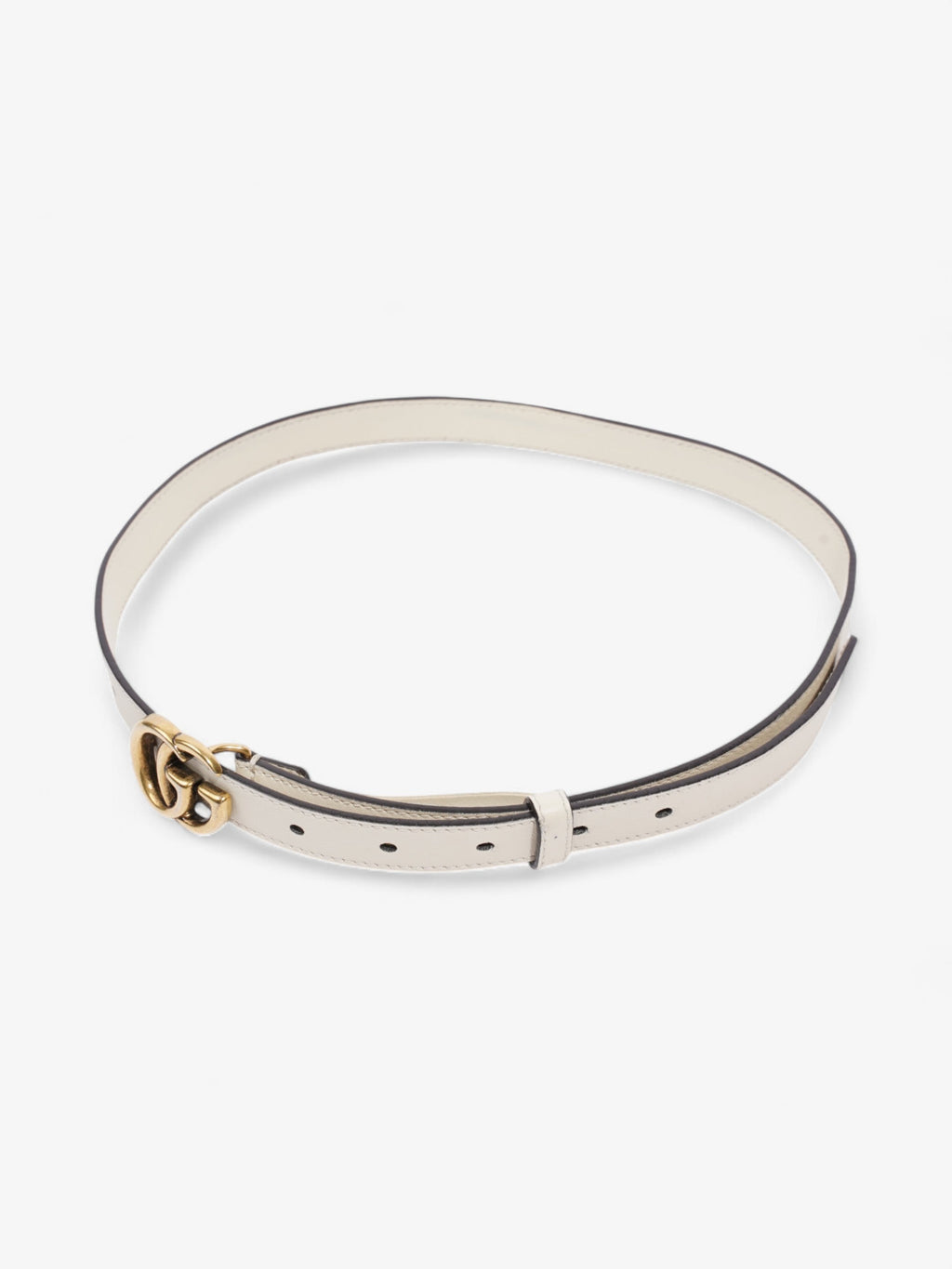 Gucci GG Marmont Thin Belt White / Gold Leather 80cm / 32"
