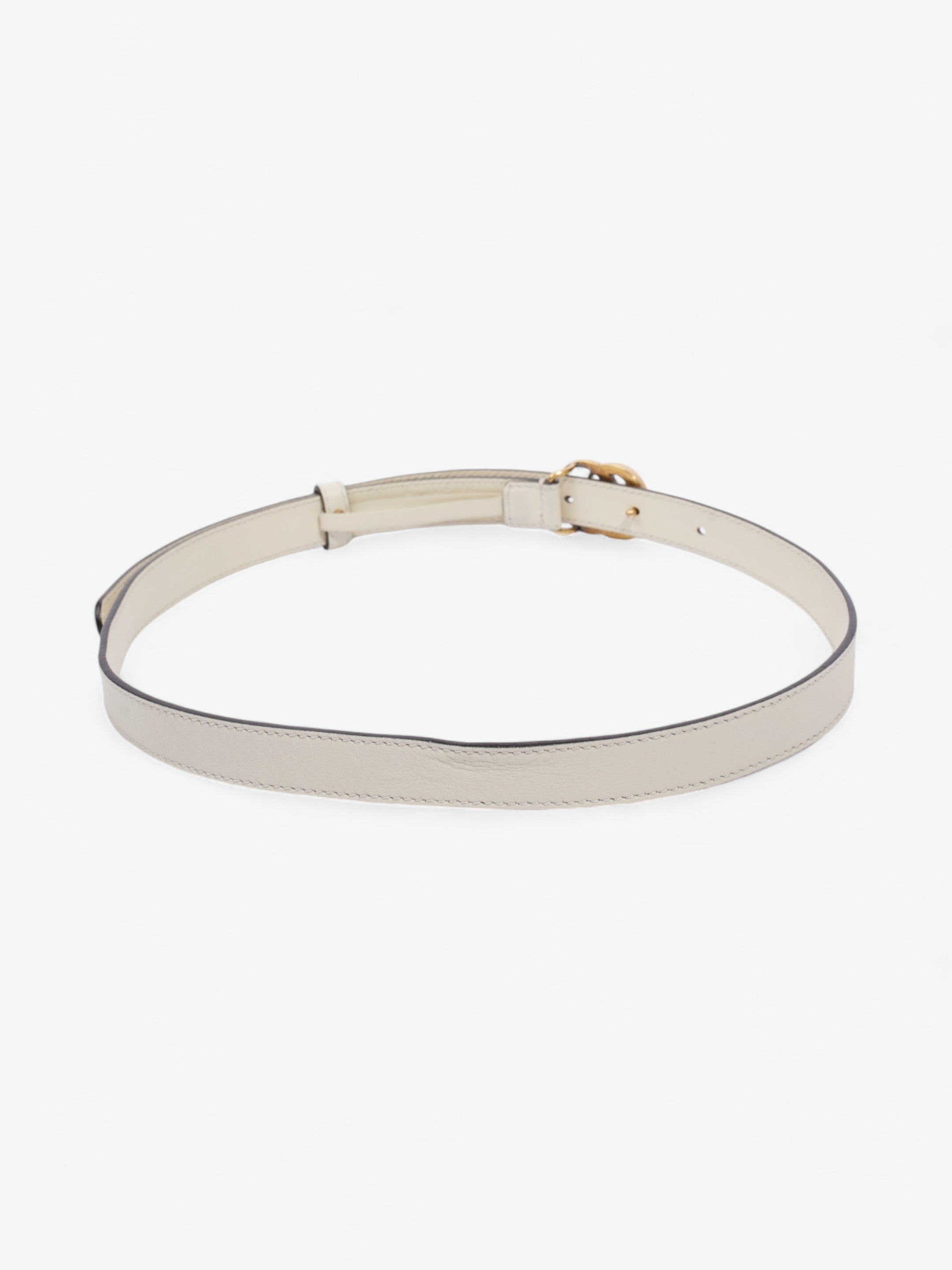 Gucci GG Marmont Thin Belt White / Gold Leather 80cm / 32"