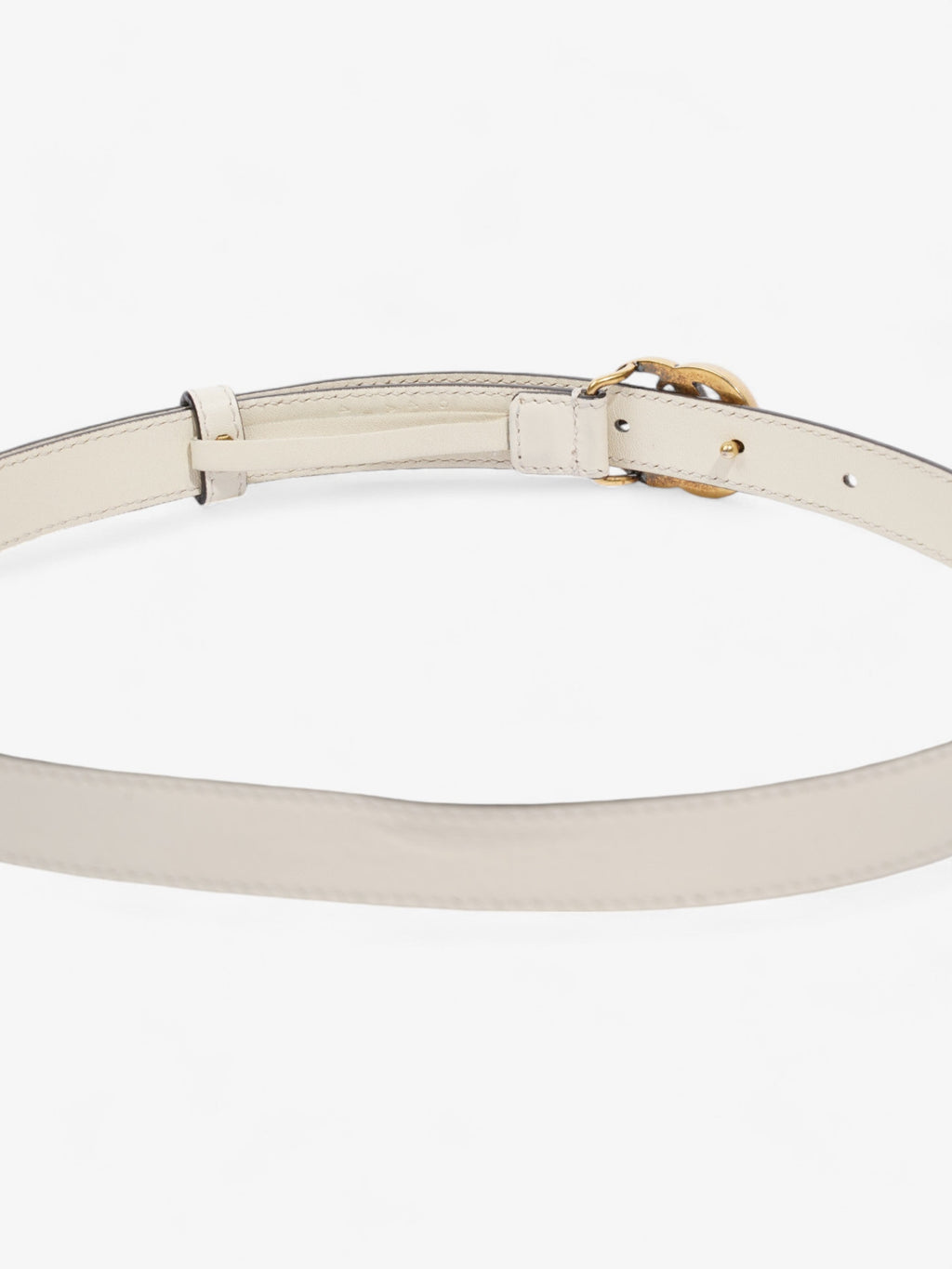 Gucci GG Marmont Thin Belt White / Gold Leather 80cm / 32"