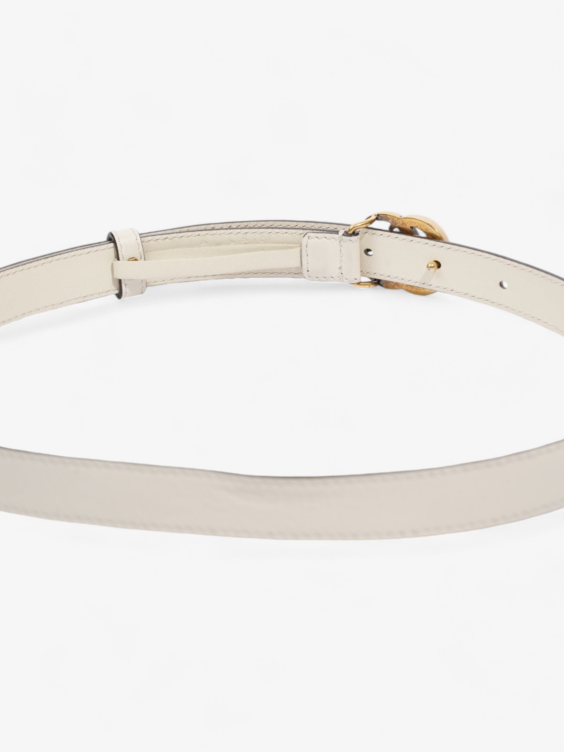 Gucci GG Marmont Thin Belt White / Gold Leather 80cm / 32"