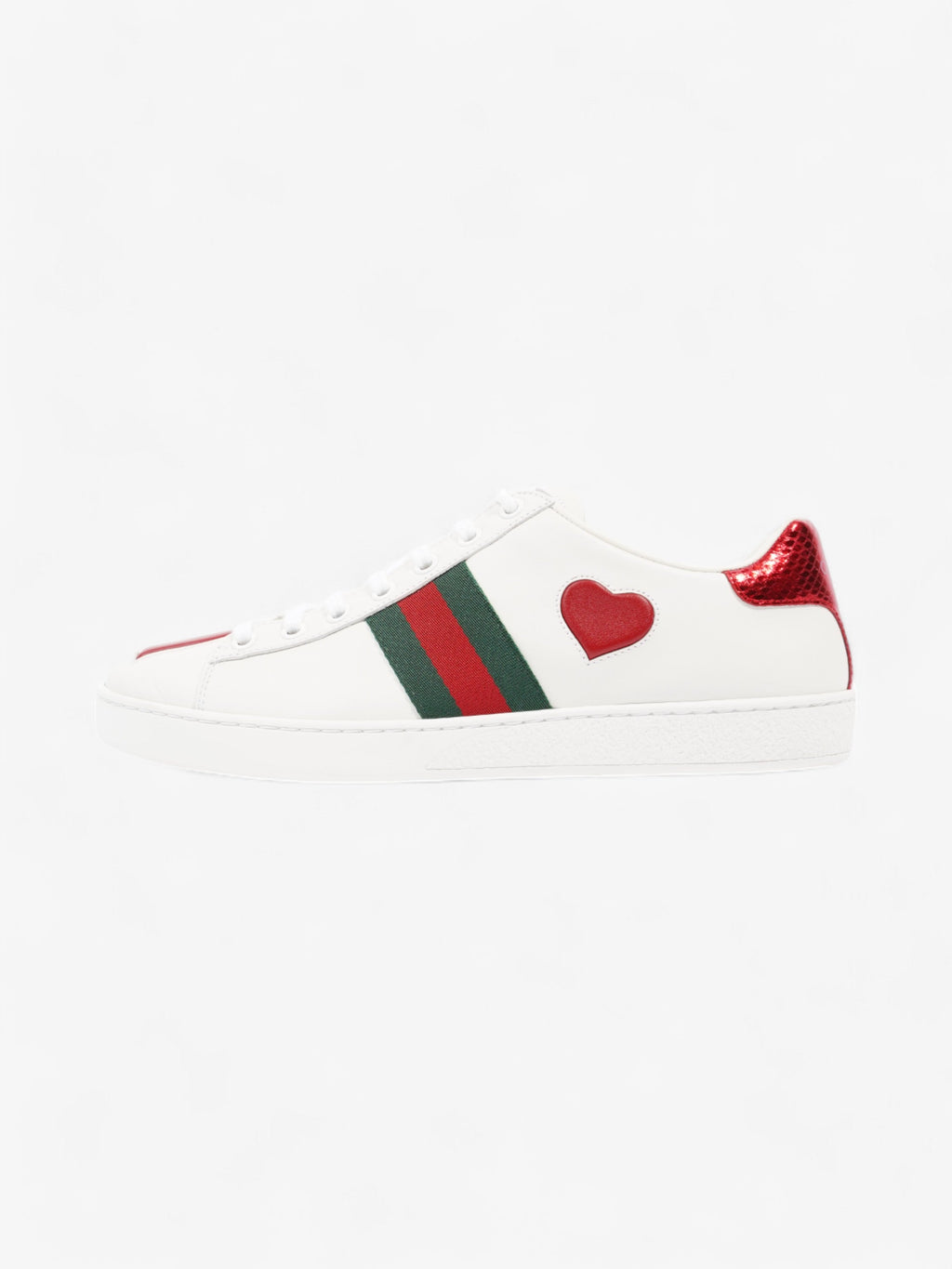 Gucci Ace Sneakers with Hearts White / Red / Green Leather EU 38.5 UK 5.5