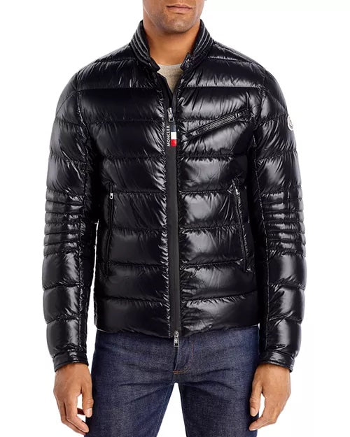 MONCLER BAUNARD ZIPPED DOWN BIKER JACKET