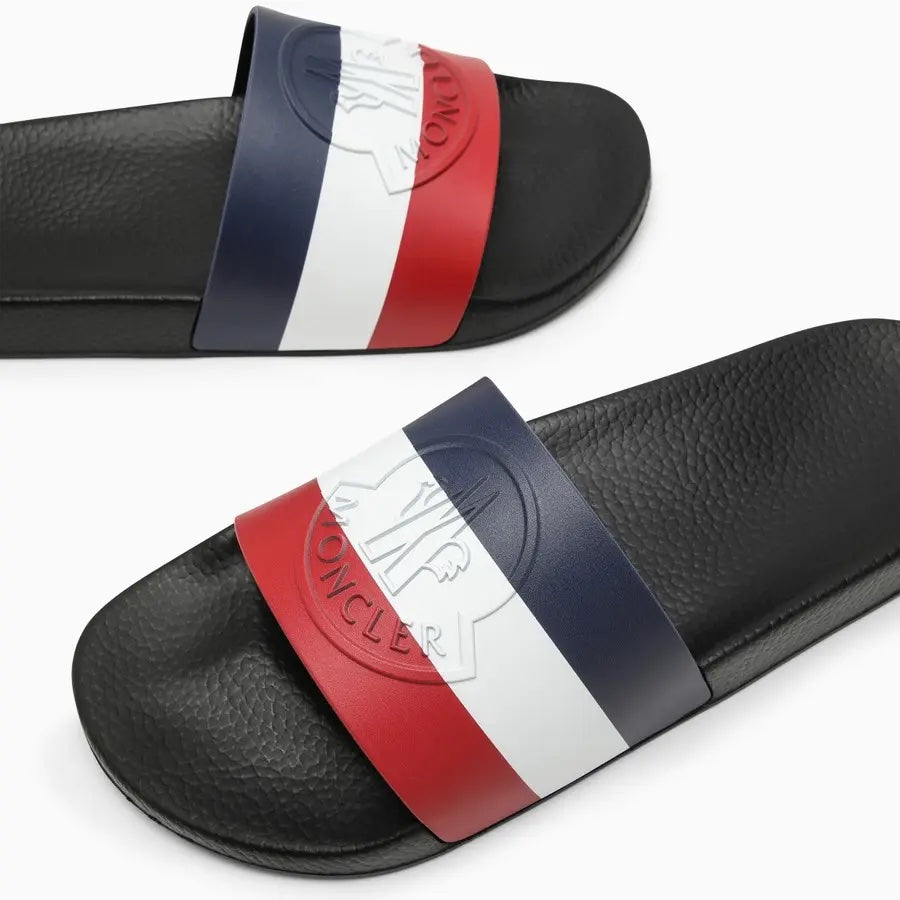 MONCLER STRIPED LOGO EMBOSSED SLIDES