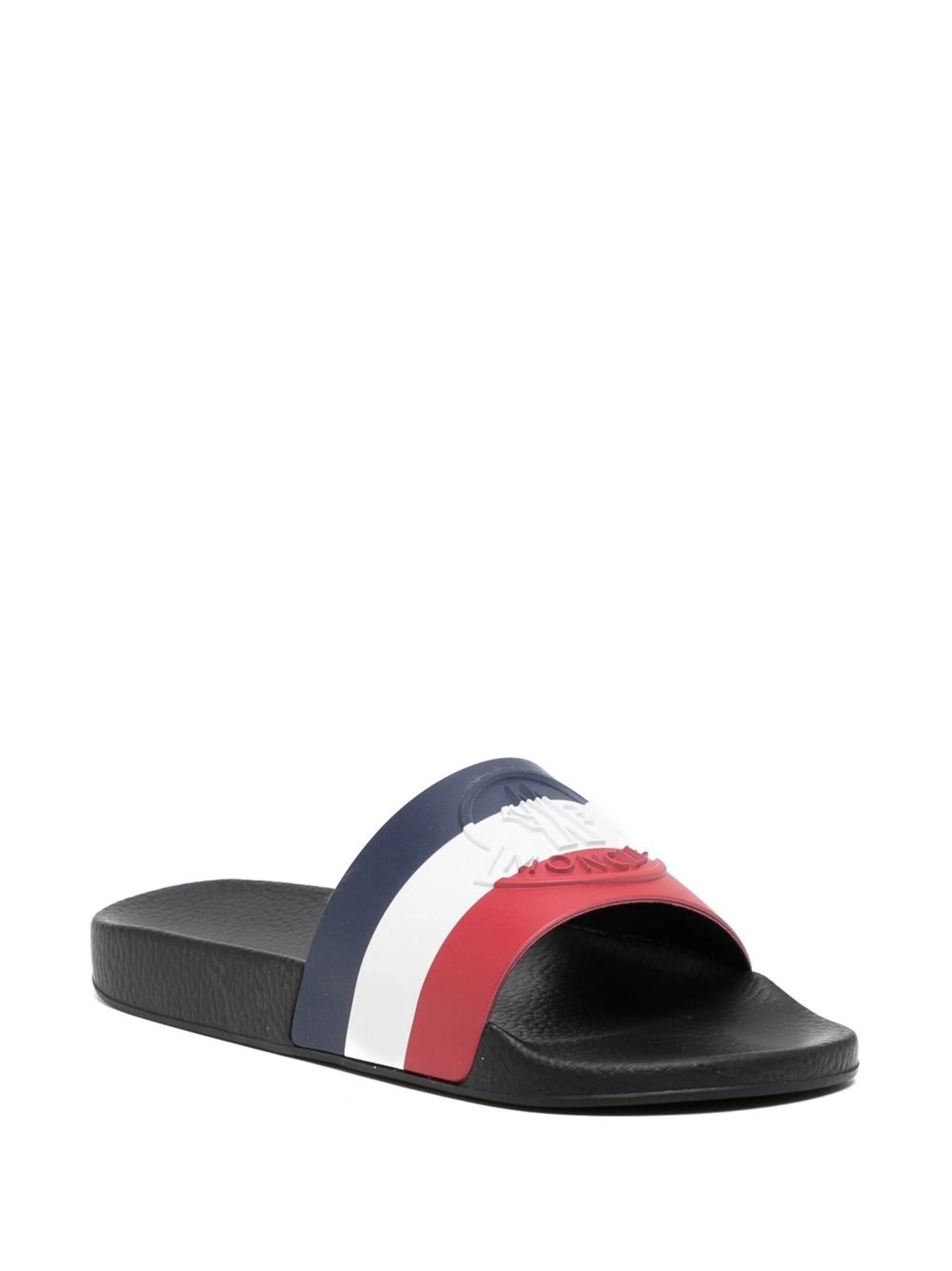 MONCLER STRIPED LOGO EMBOSSED SLIDES