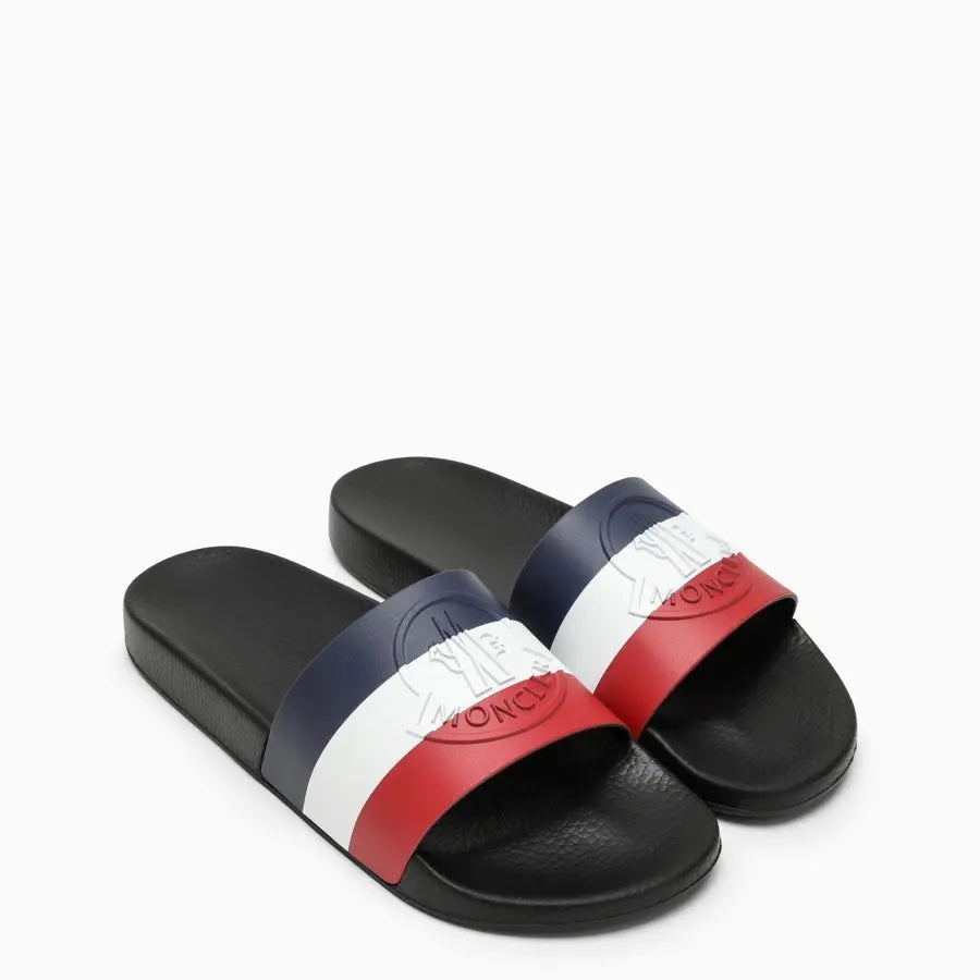 MONCLER STRIPED LOGO EMBOSSED SLIDES