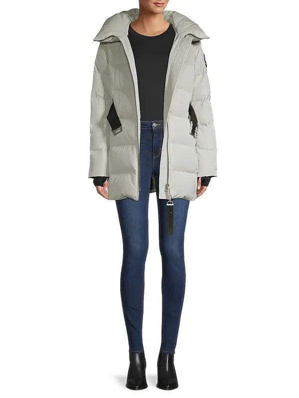 MOOSE KNUCKLES MALIGNE BELTED PARKA COAT IN ICE BERG