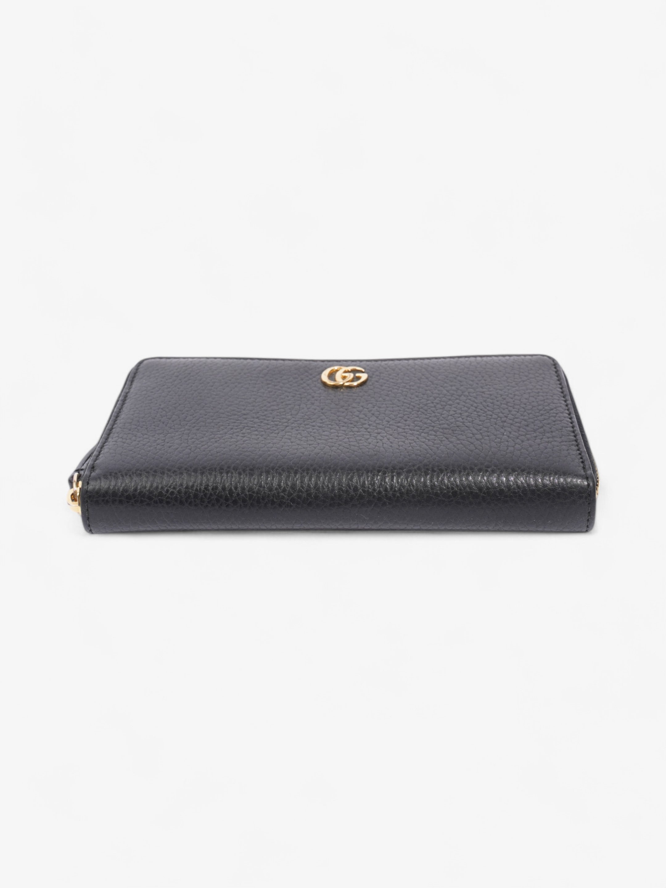 Gucci GG Marmont Zip Around Wallet Black / Gold Leather