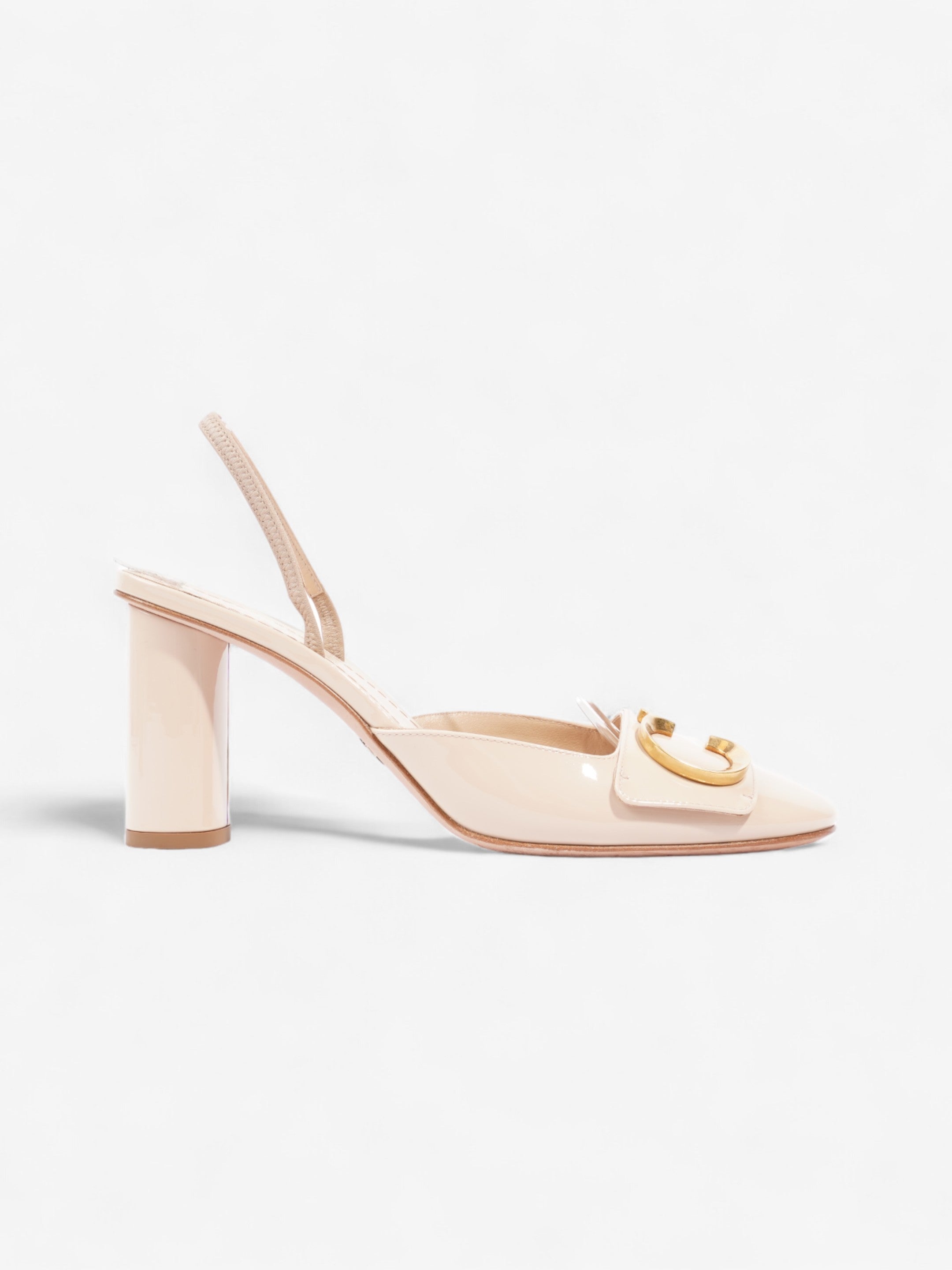 Christian Dior CD Slingback 80mm Nude Patent Leather EU 38 UK 5