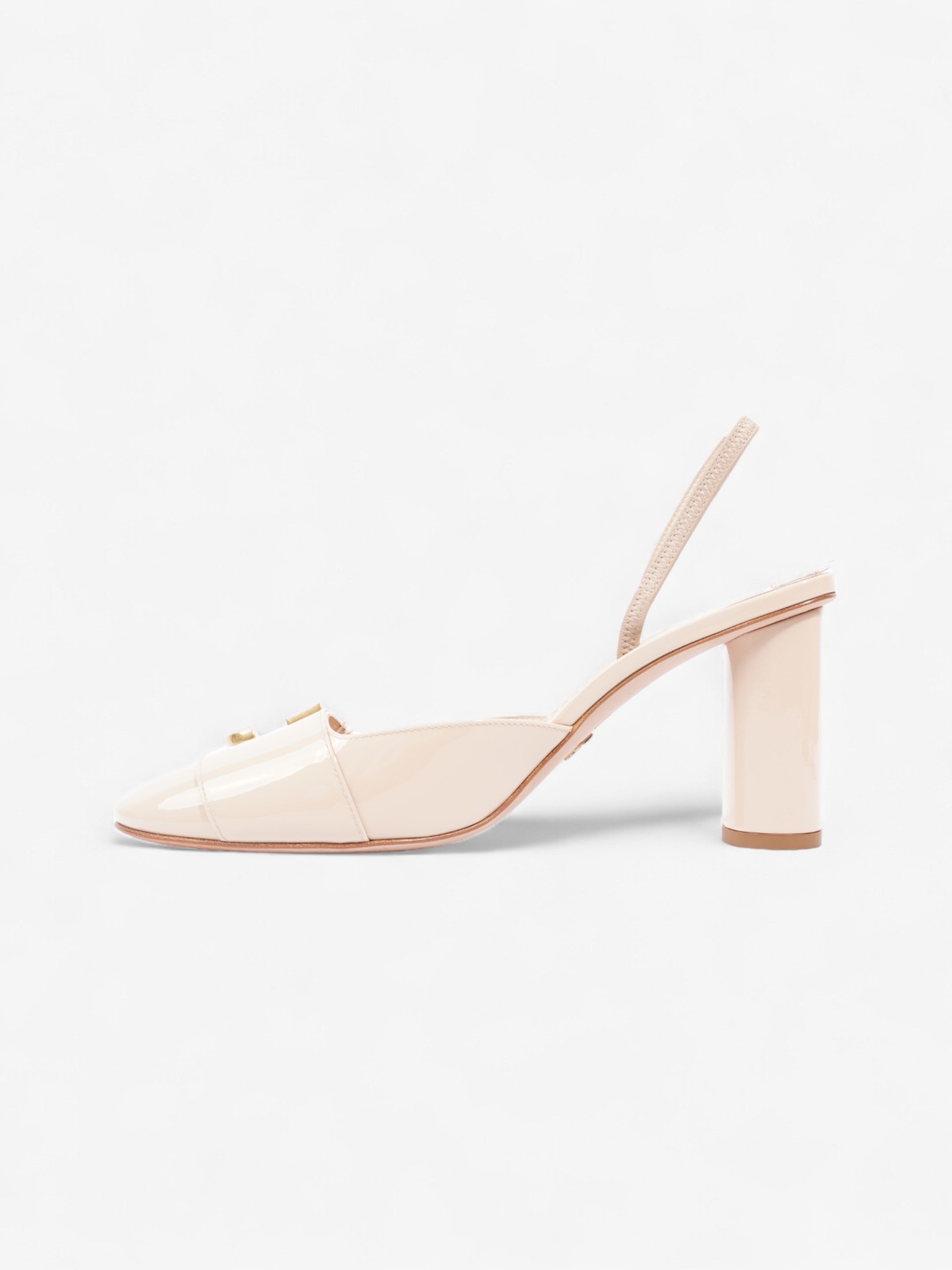 Christian Dior CD Slingback 80mm Nude Patent Leather EU 38 UK 5