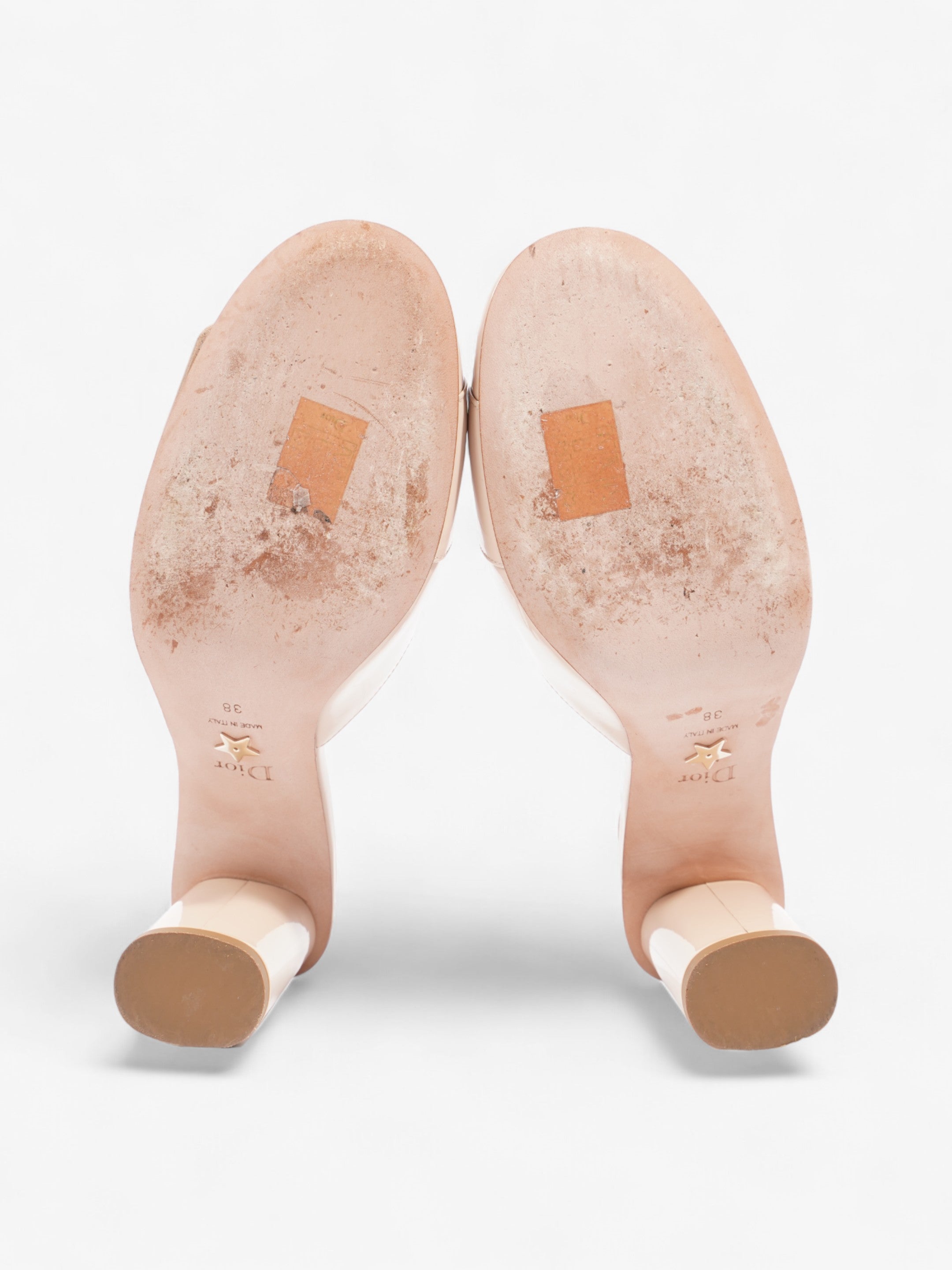 Christian Dior CD Slingback 80mm Nude Patent Leather EU 38 UK 5